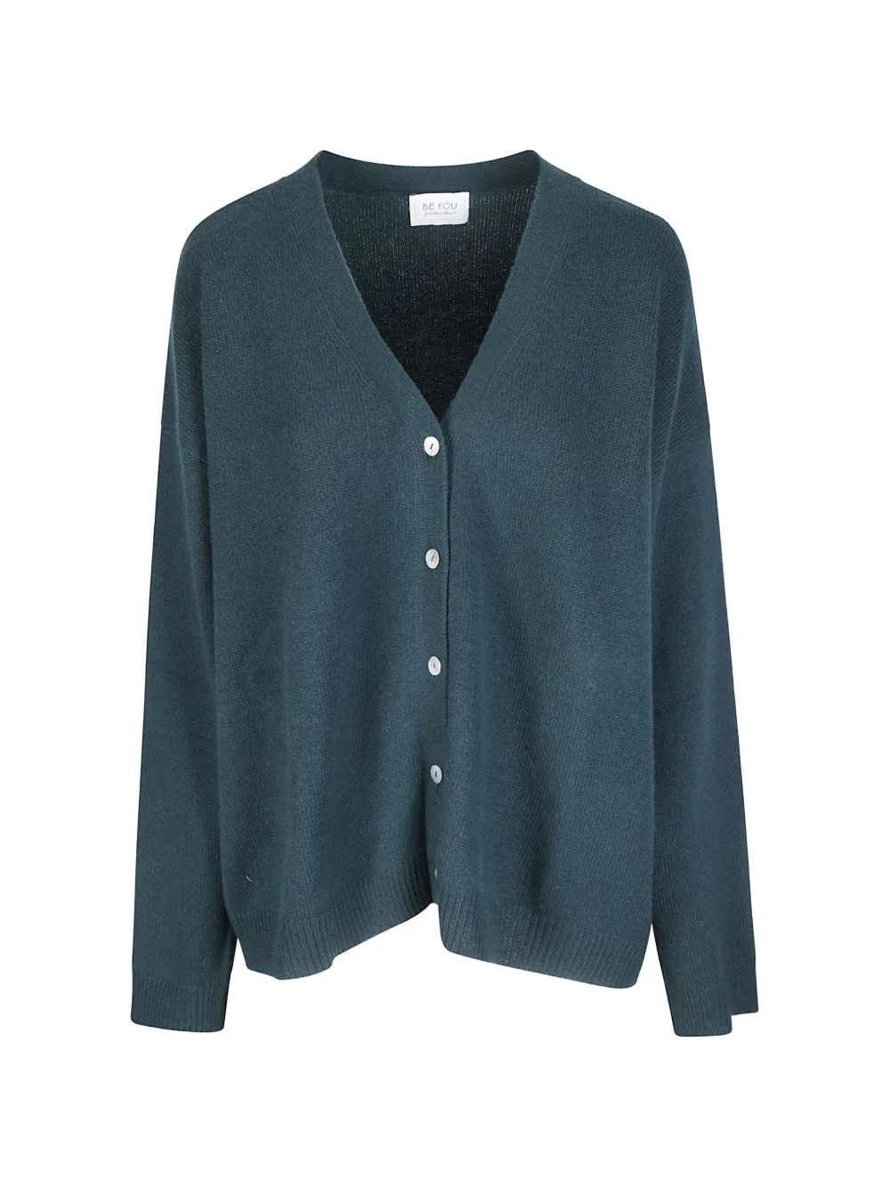 Fine-Knit V-Neck Cardigan by be you