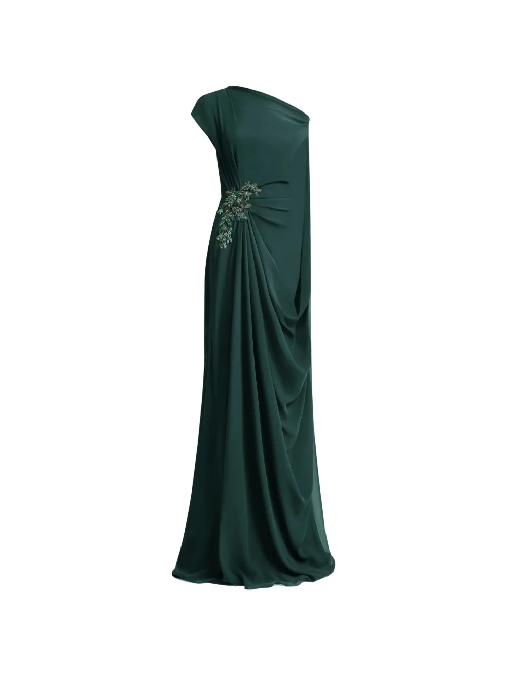 Draped Cape-Sleeve Gown by Gemy Maalouf