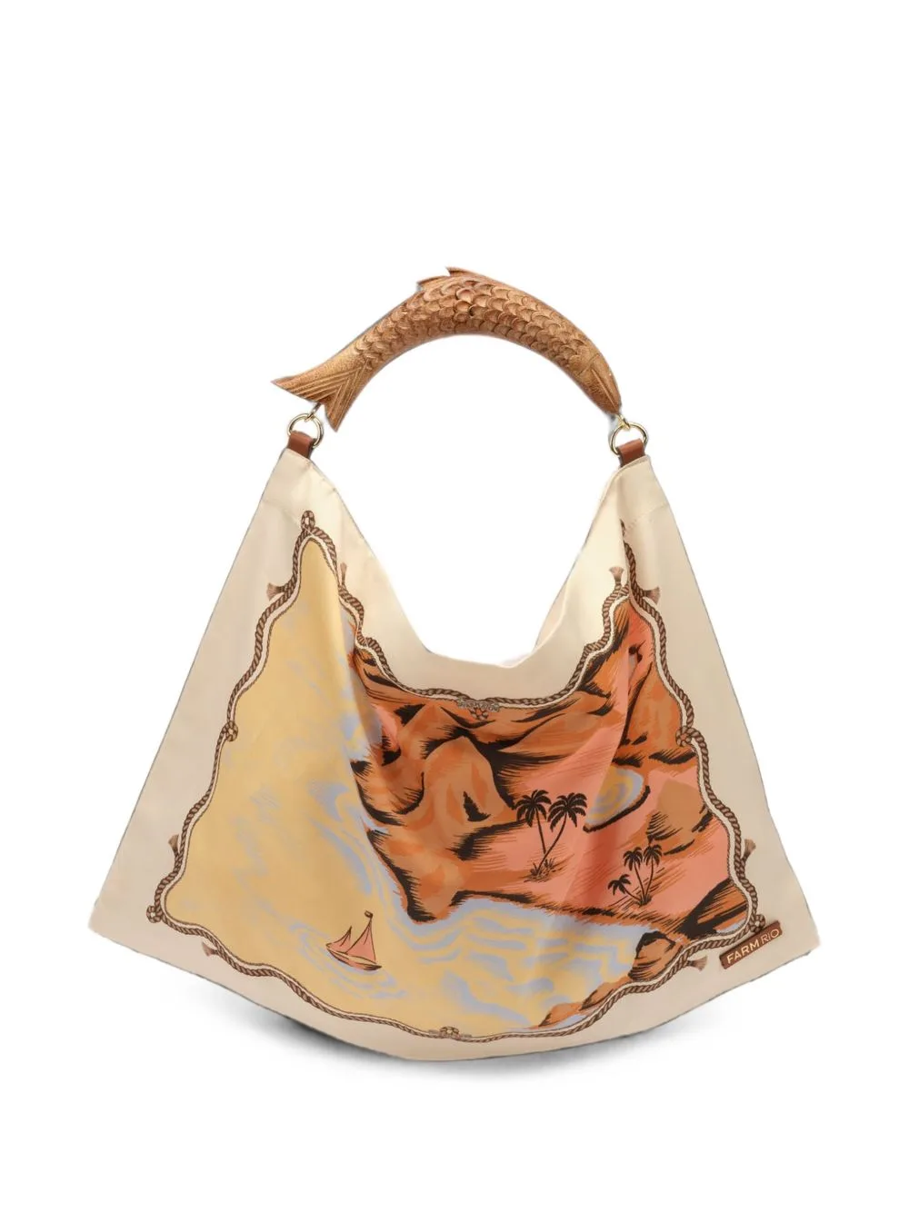 Small Carved-Fish-Handle Scarf Tote Bag by FARM Rio