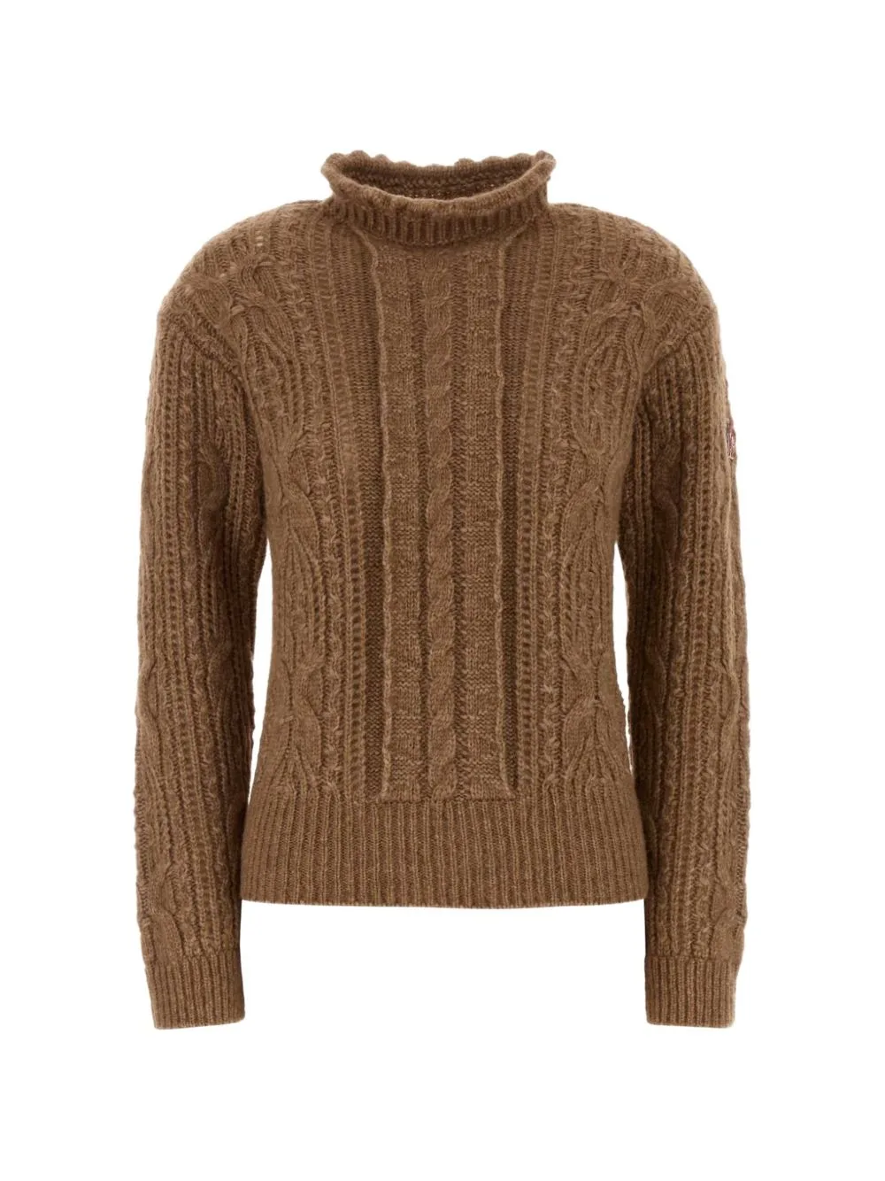 Cable-Knit High-Neck Sweater