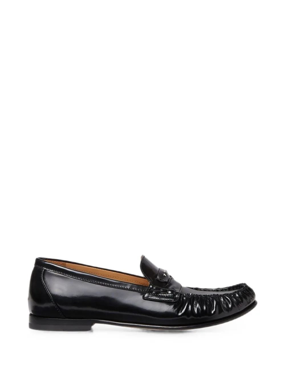 Scrunch Ruched Leather Loafers by FENDI