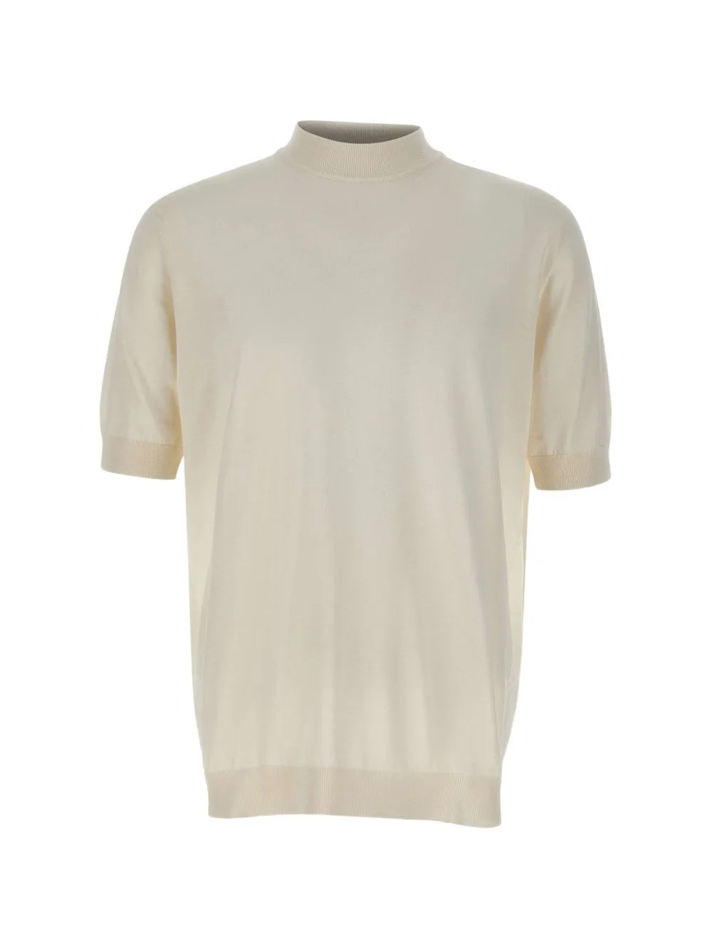Mock-Neck Short-Sleeve Fine-Knit Top by Filippo De Laurentiis