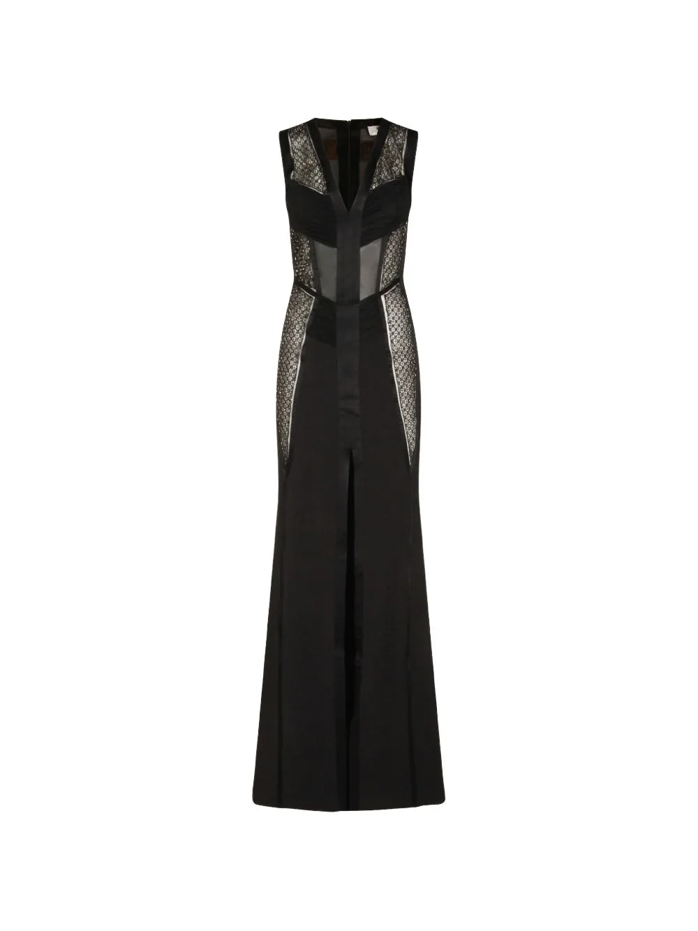 Lace-Insert Ruched Maxi Dress by Elisabetta Franchi
