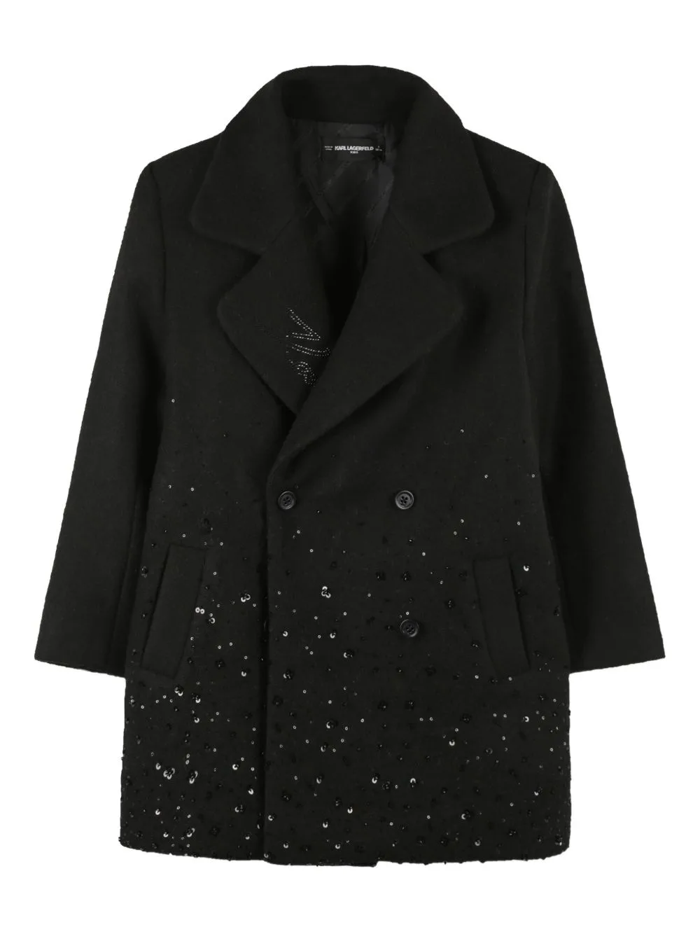 Sequin-Embellished Double-Breasted Coat by Karl Lagerfeld Kids