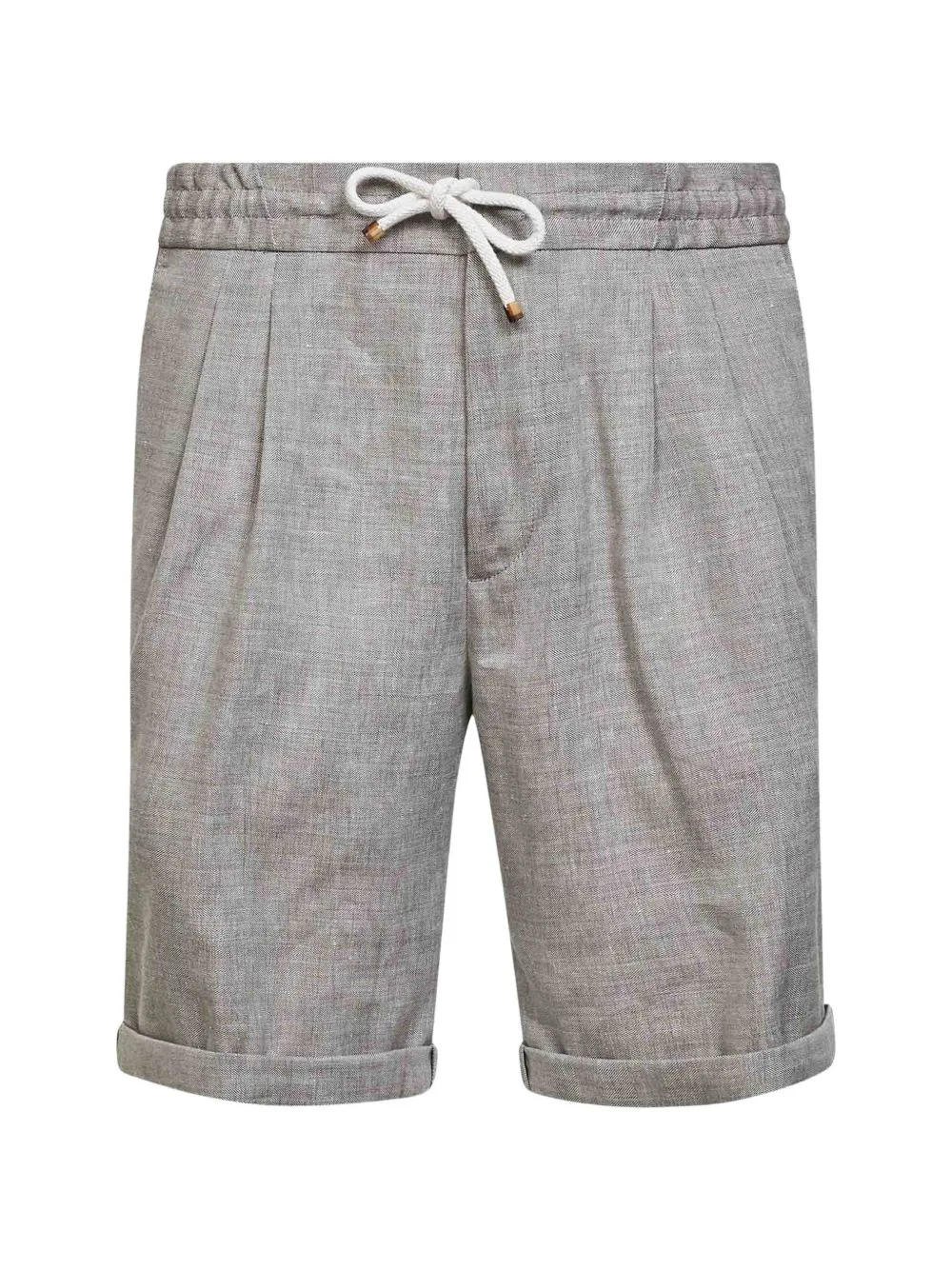 Chevron-Pattern Pleated Shorts by Brunello Cucinelli