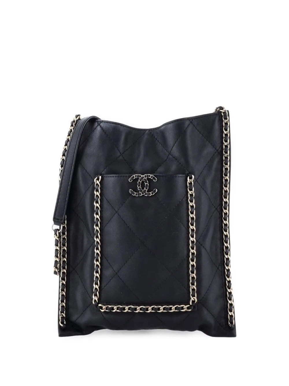 Flat Shopping Bag Quilted Calfskin Small Shoulder Bag by CHANEL Pre-Owned
