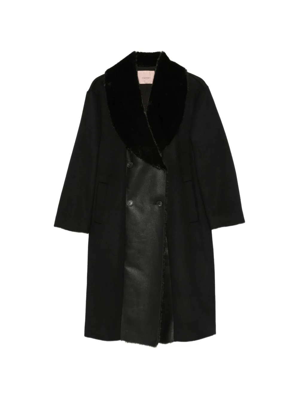 Faux-Fur Collar Double-Breasted Coat by TWINSET