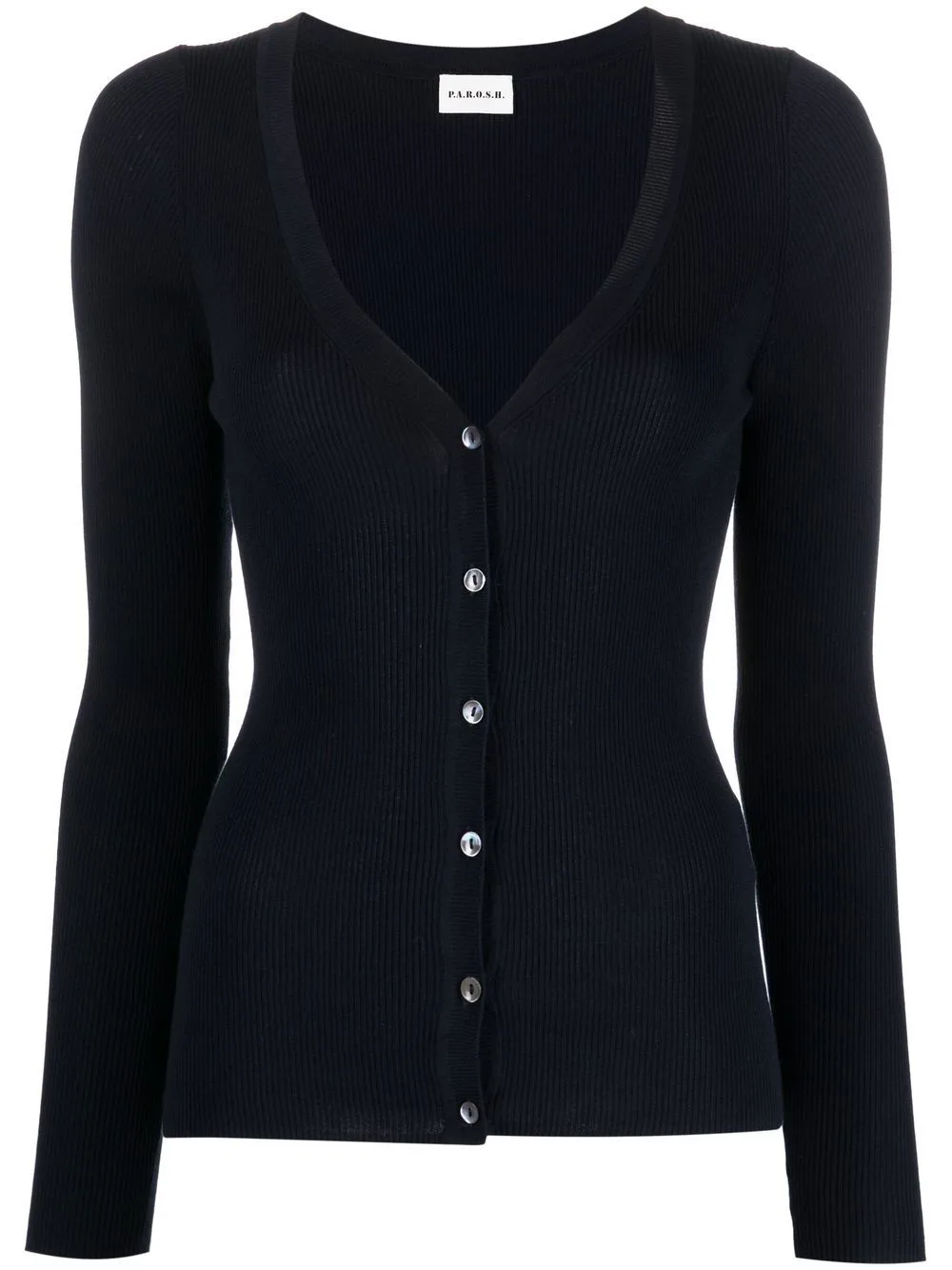 Ribbed-Knit V-Neck Cardigan by P.A.R.O.S.H.