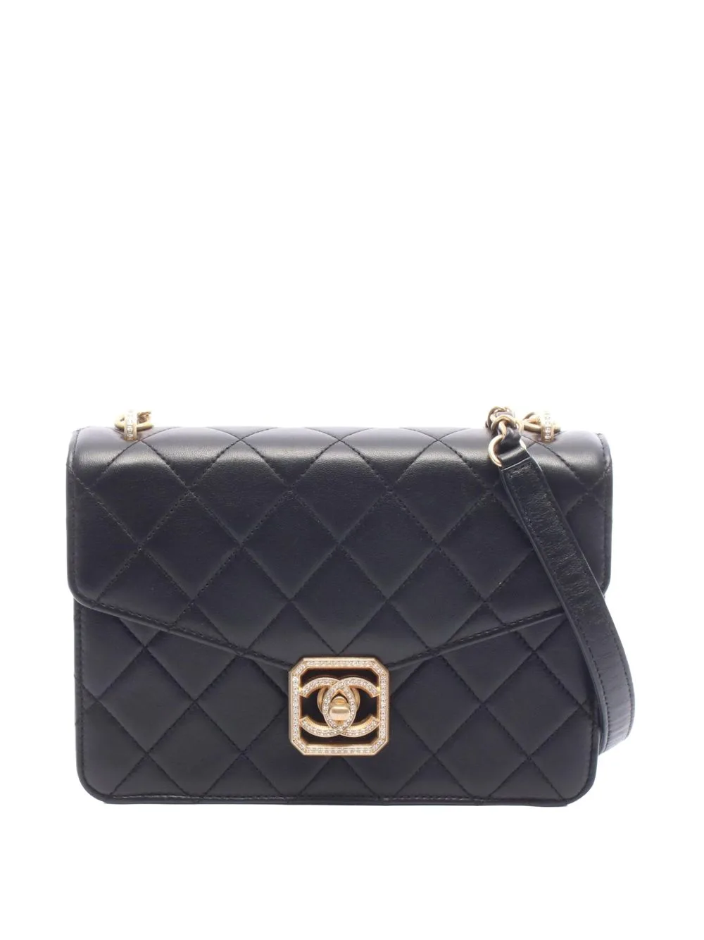 2021-2026 Quilted Lambskin Crystal Geometric CC Frame Flap Crossbody Bag by CHANEL Pre-Owned