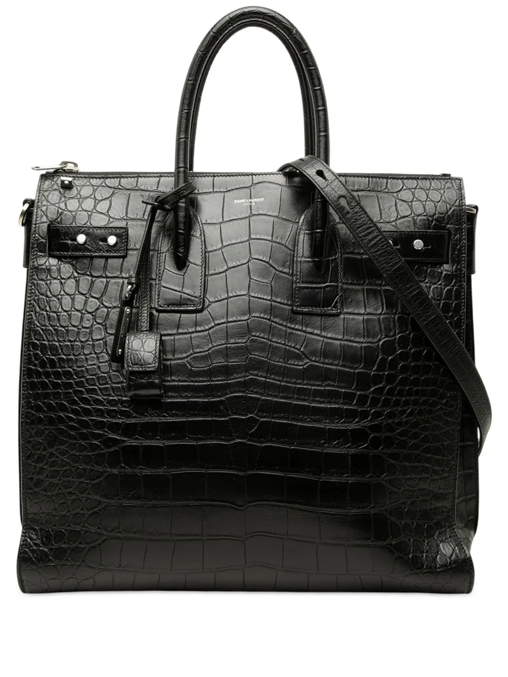 2018 Croc Embossed Sac De Jour Souple Zip North South Tote Satchel by Saint Laurent Pre-Owned