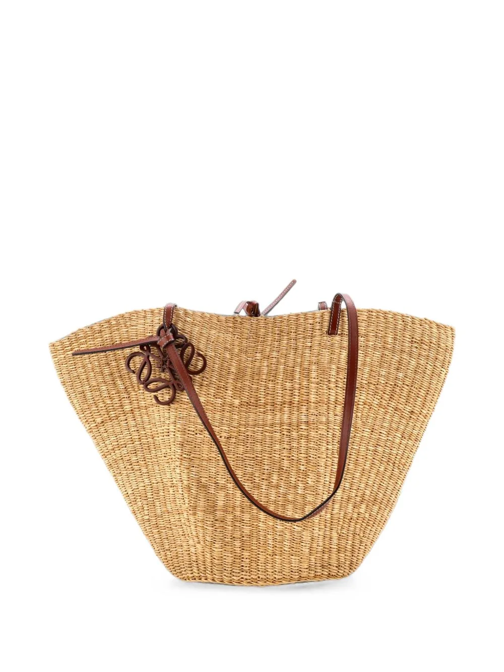 Shell Basket Bag Woven Raffia Medium Bucket Bag by Loewe Pre-Owned