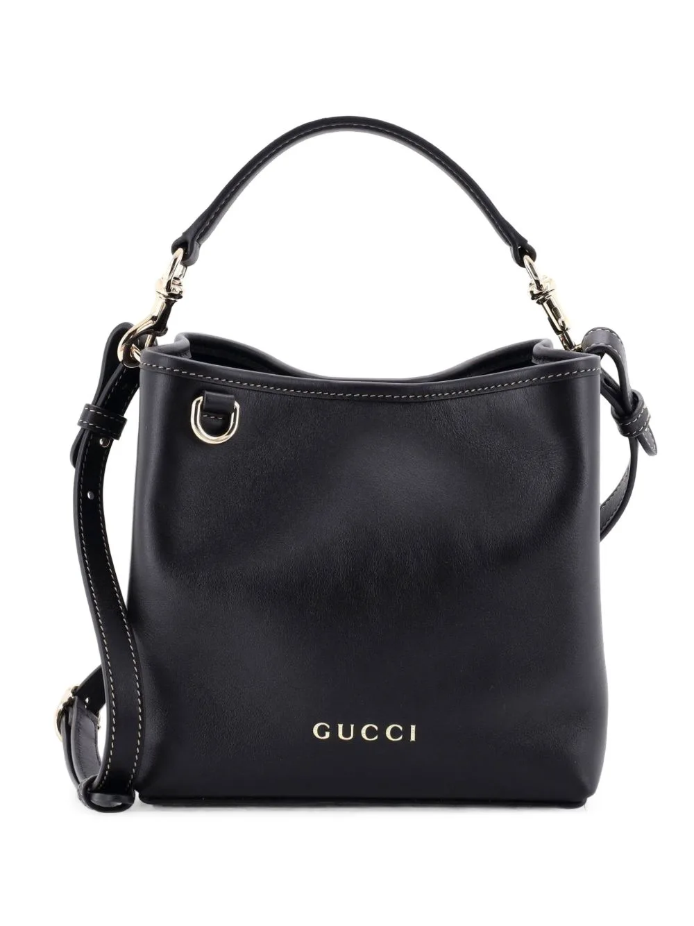 Emblem Leather Small Bucket Bag by Gucci Pre-Owned