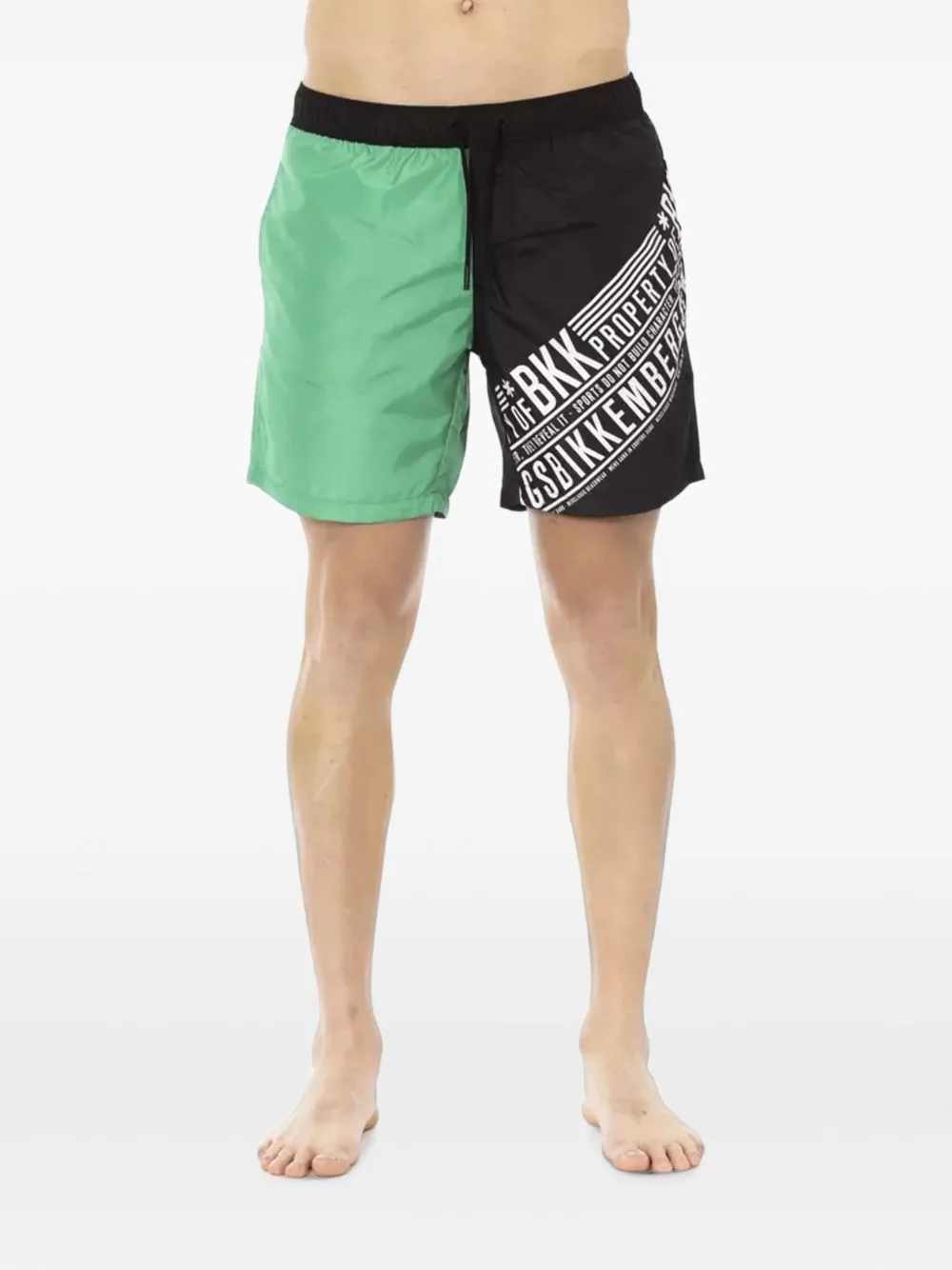 Logo-Print Two-Tone Swim Shorts by Bikkembergs