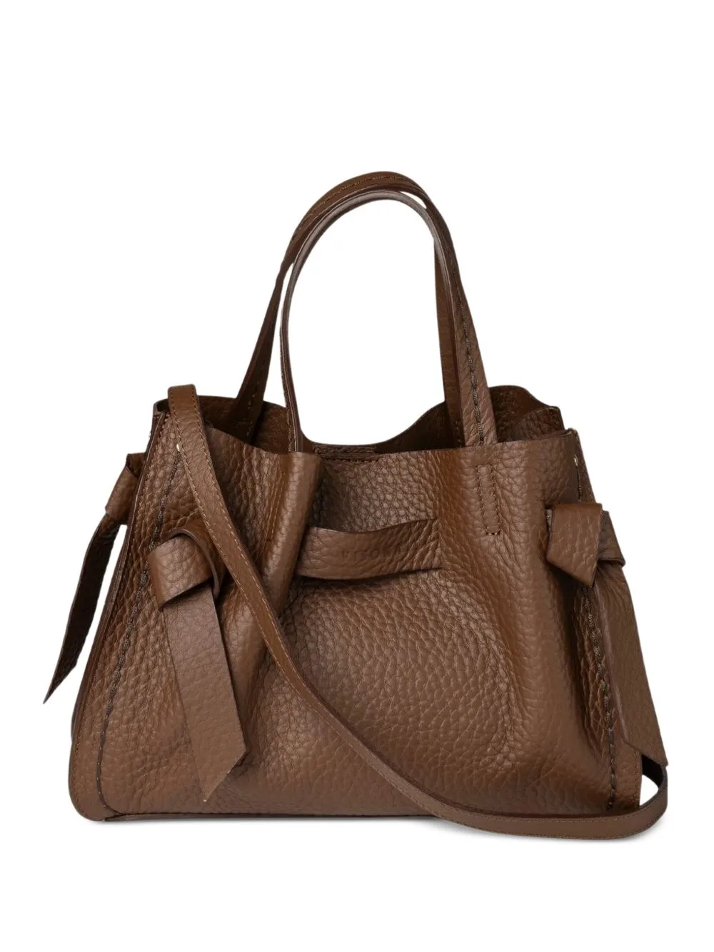 Vittoria Grained-Leather Knotted-Detail Tote Bag by VISONA`