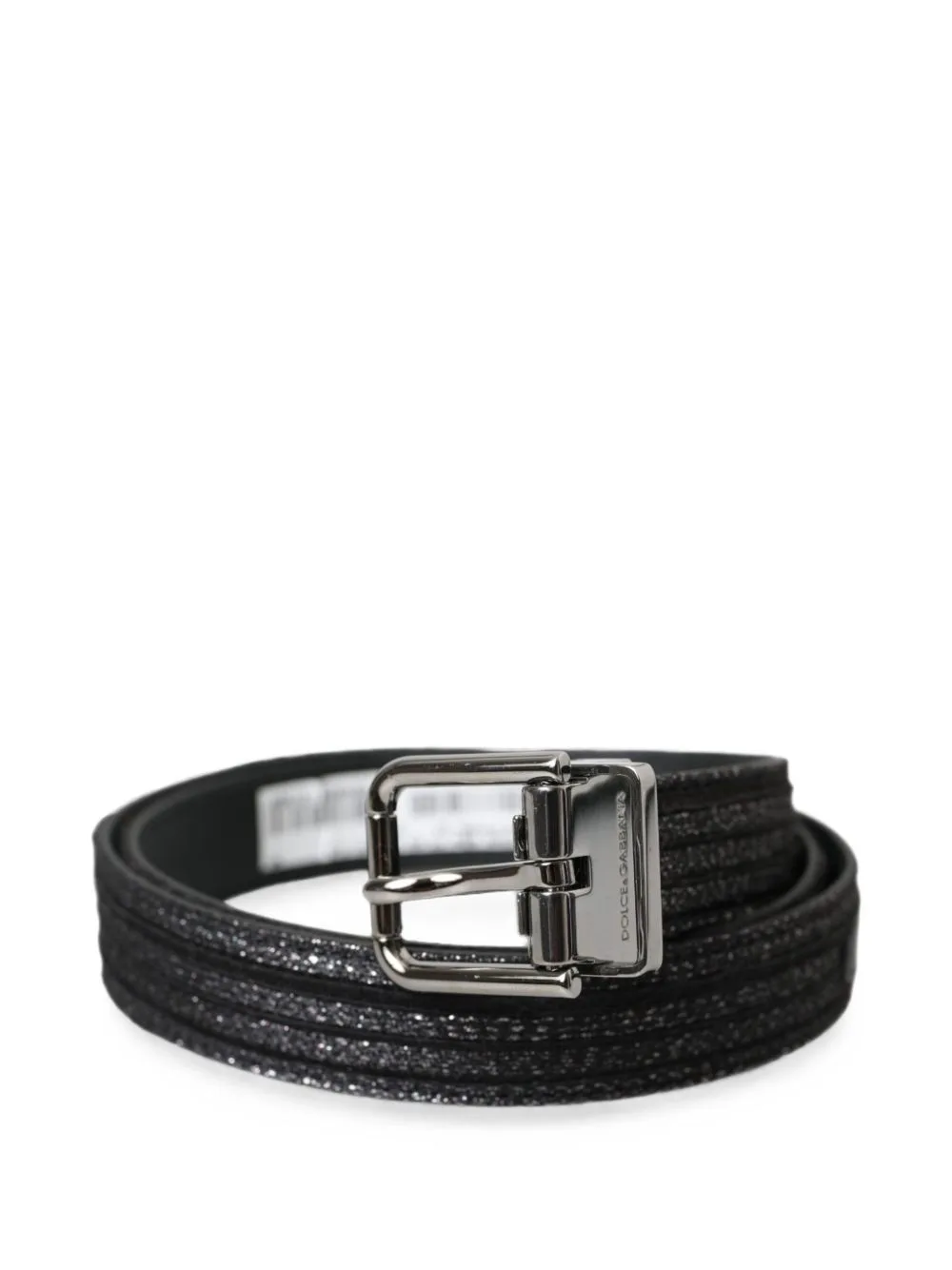 Glitter-Finish Leather Belt by Dolce & Gabbana