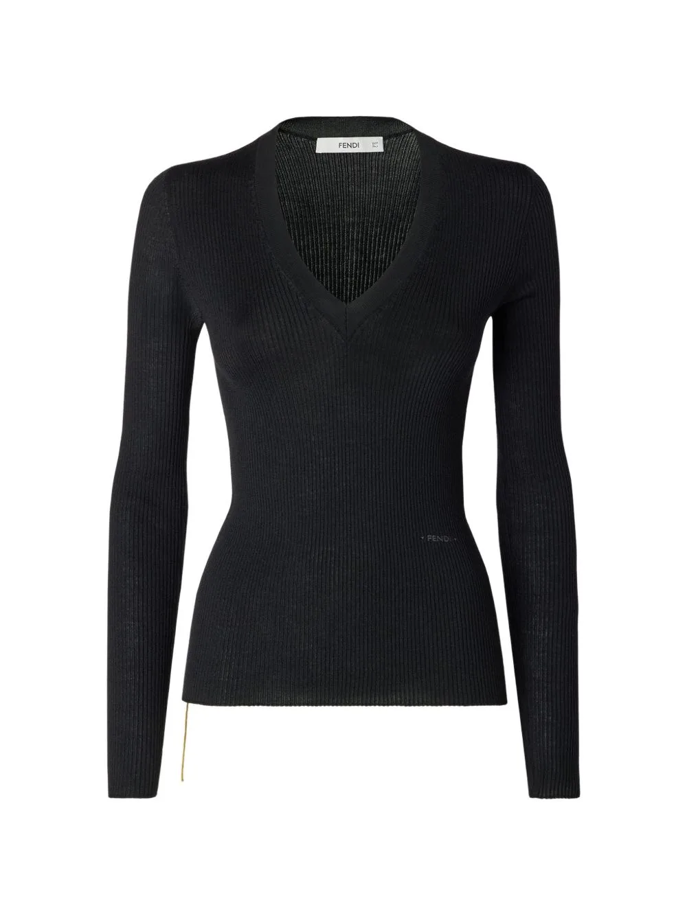 Ribbed-Knit V-Neck Sweater by FENDI