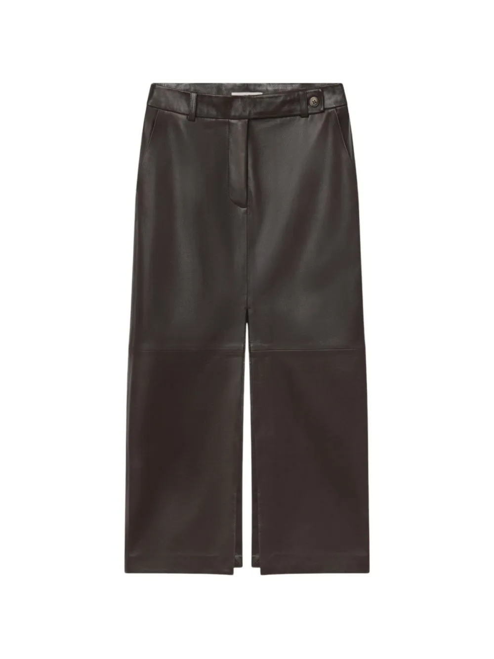 Front-Slit Leather Midi Skirt by Co