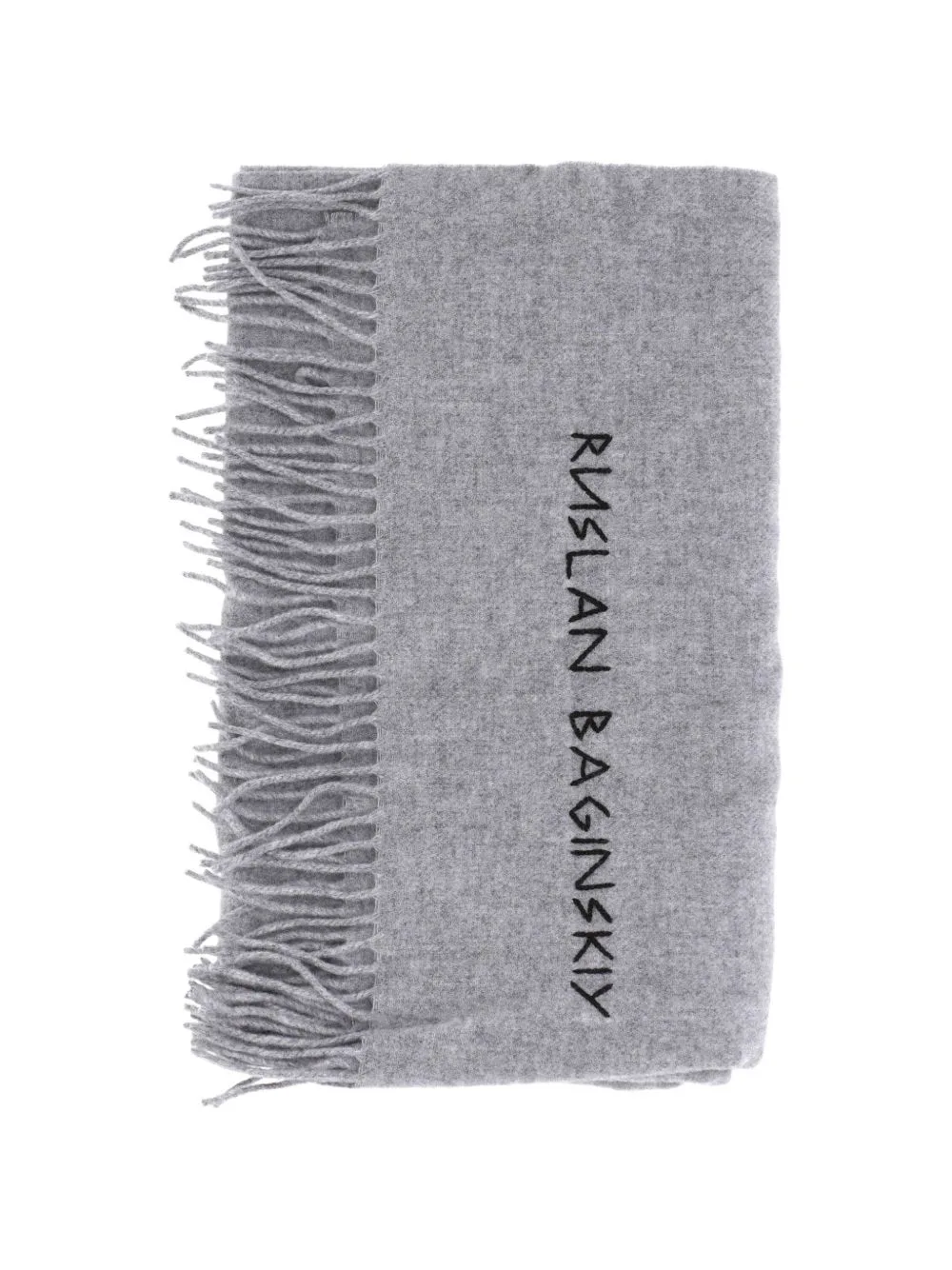 Logo-Embroidered Fringed Scarf by Ruslan Baginskiy