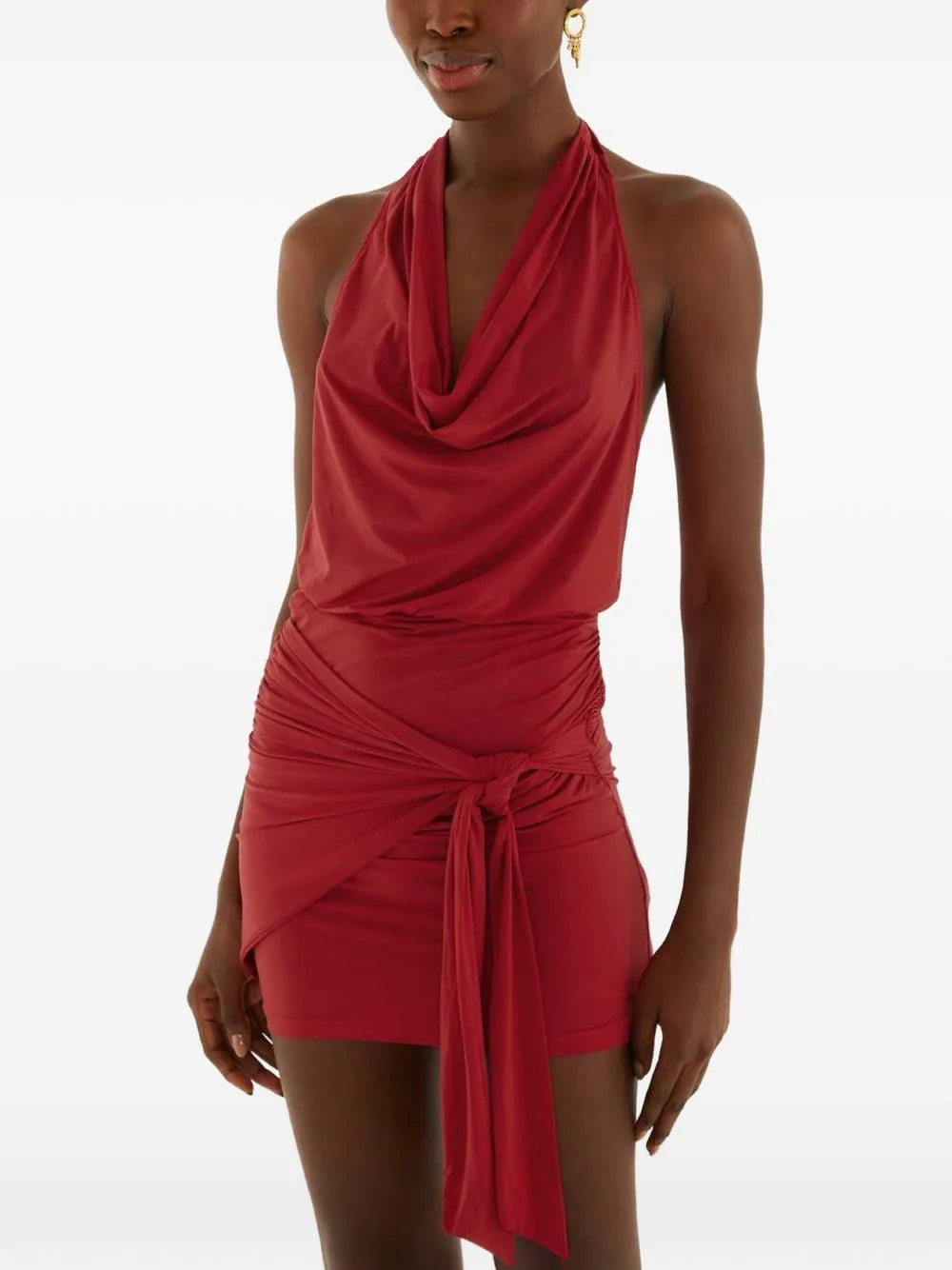 Cowl-Neck Ruched Mini Dress by FARM Rio