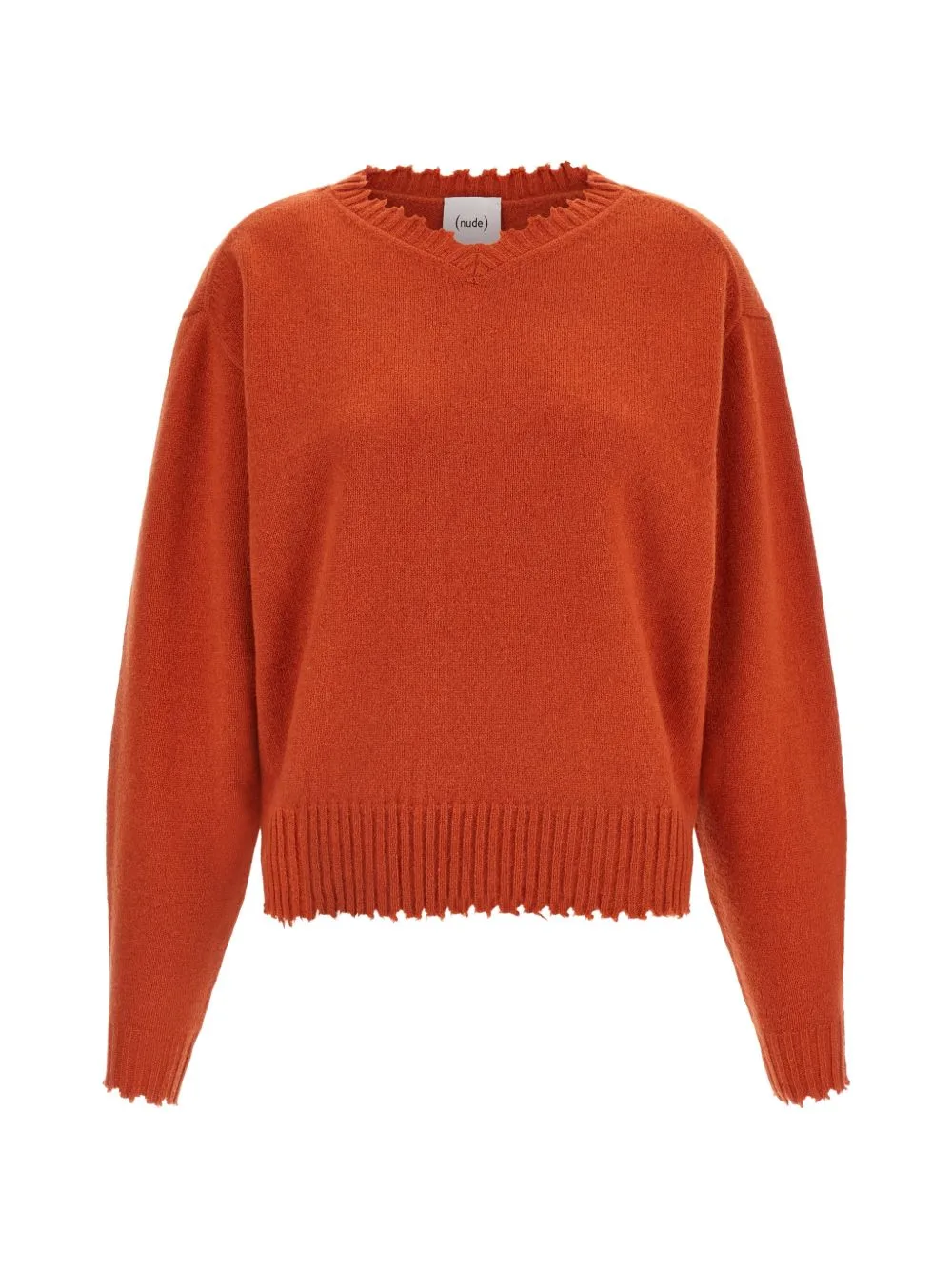 Frayed-Hem V-Neck Sweater by Nude
