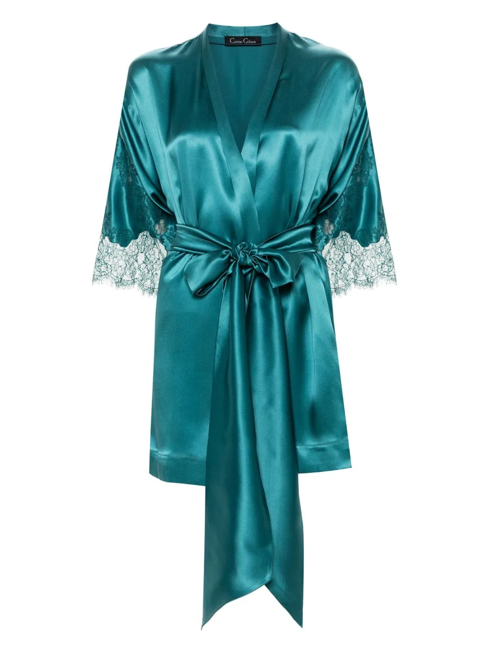 Lace-Trim Silk Robe by Carine Gilson
