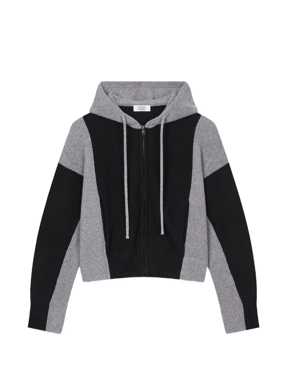Colour-Block Ribbed-Knit Hoodie by TOMBOY