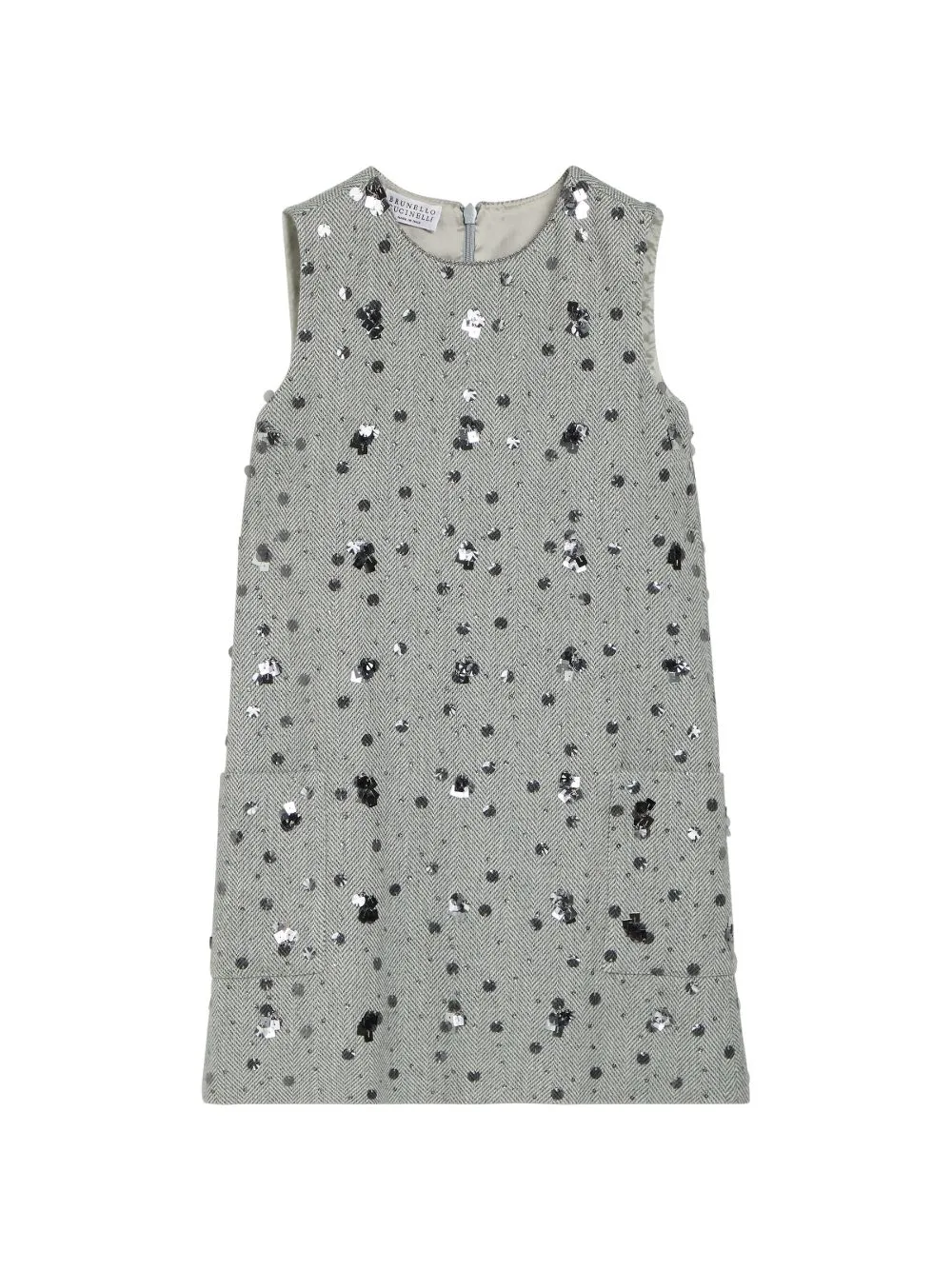 Sequin-Embellished Herringbone Dress by Brunello Cucinelli Kids