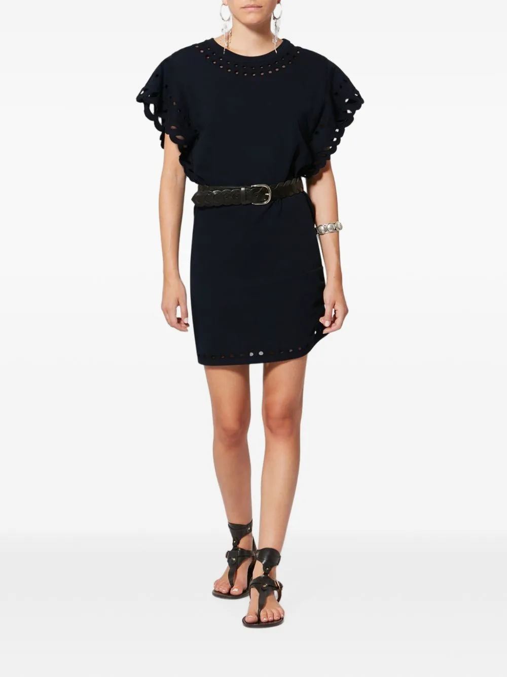 Broderie-Anglaise Ruffled-Sleeve Mini Dress by ISABEL MARANT