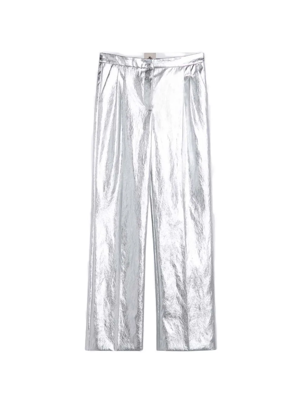 Metallic-Effect Pleated Trousers by The Garment