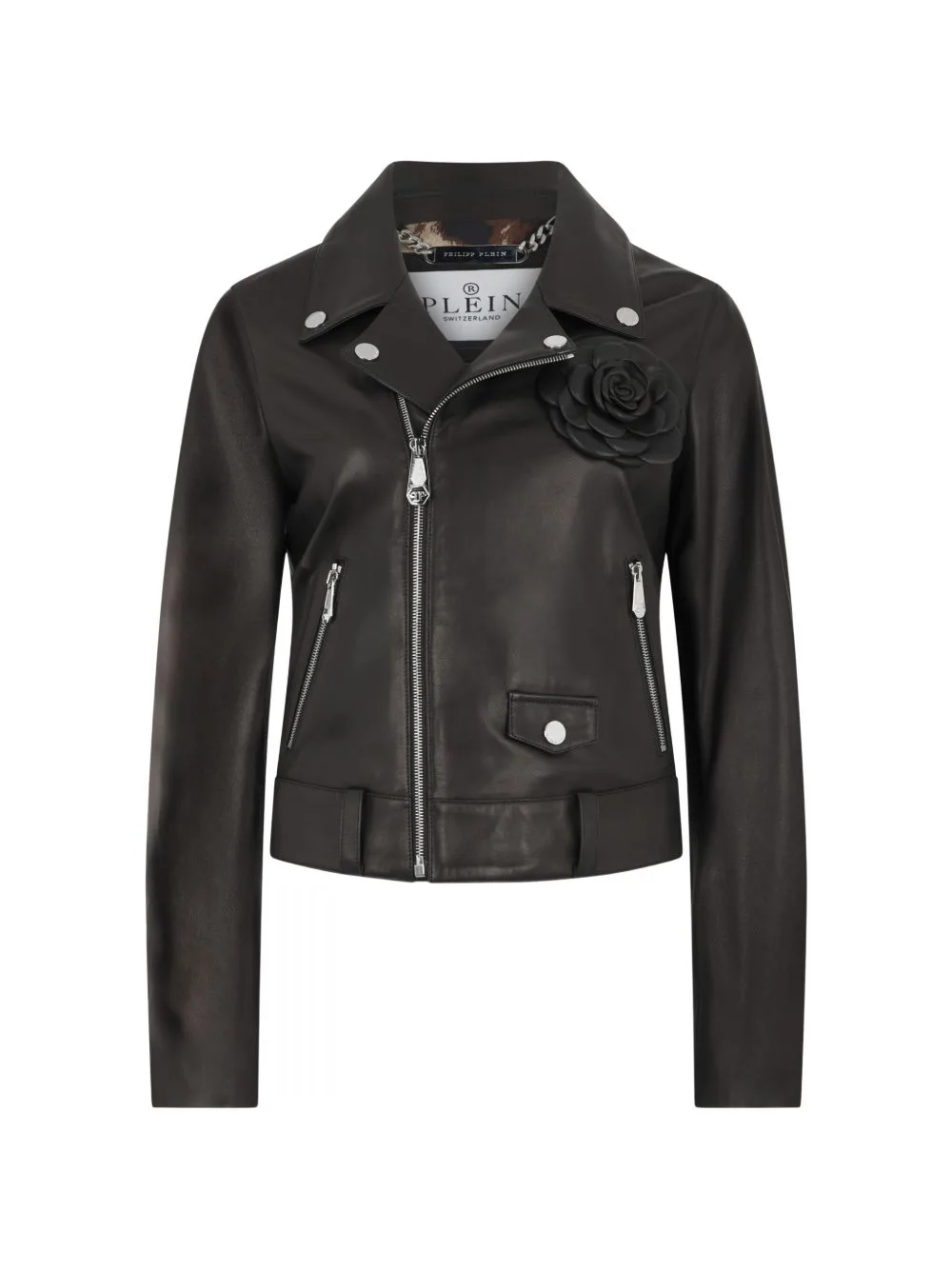 Boxy Biker Jacket Flower by Philipp Plein