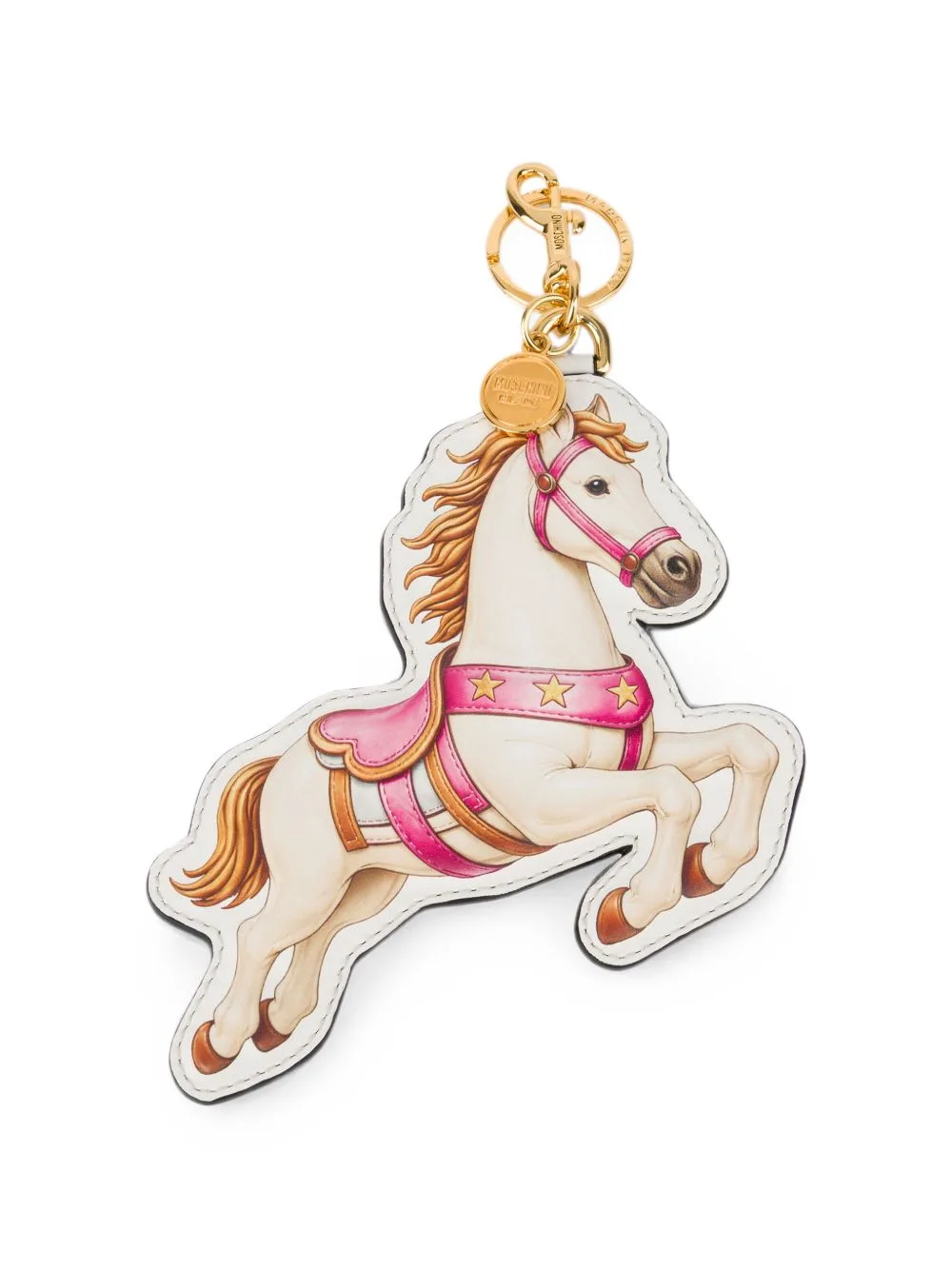 Horse-Print Leather Keyring by Moschino