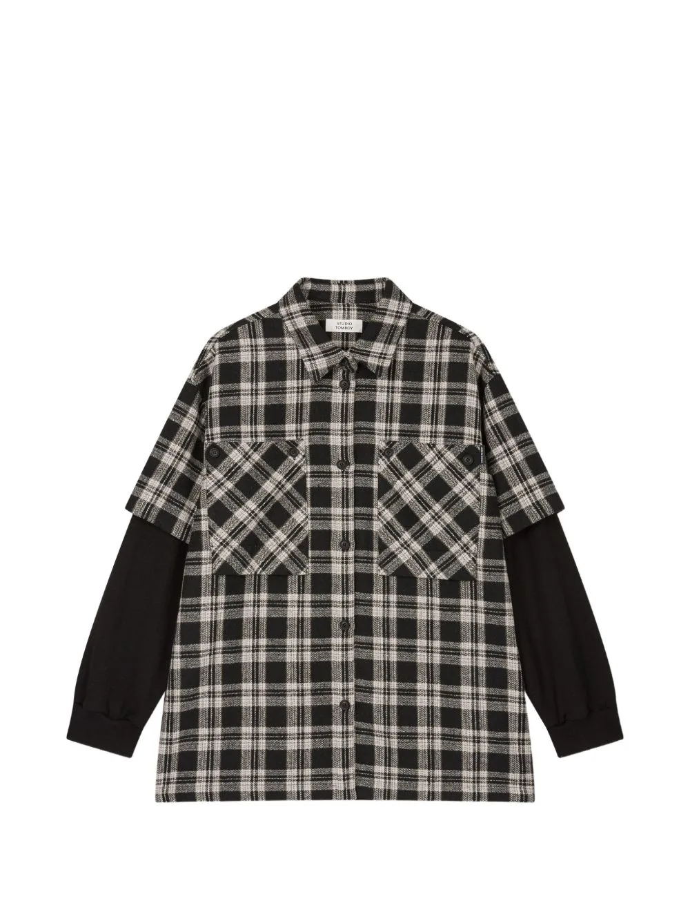 Layered-Style Check-Pattern Shirt by TOMBOY