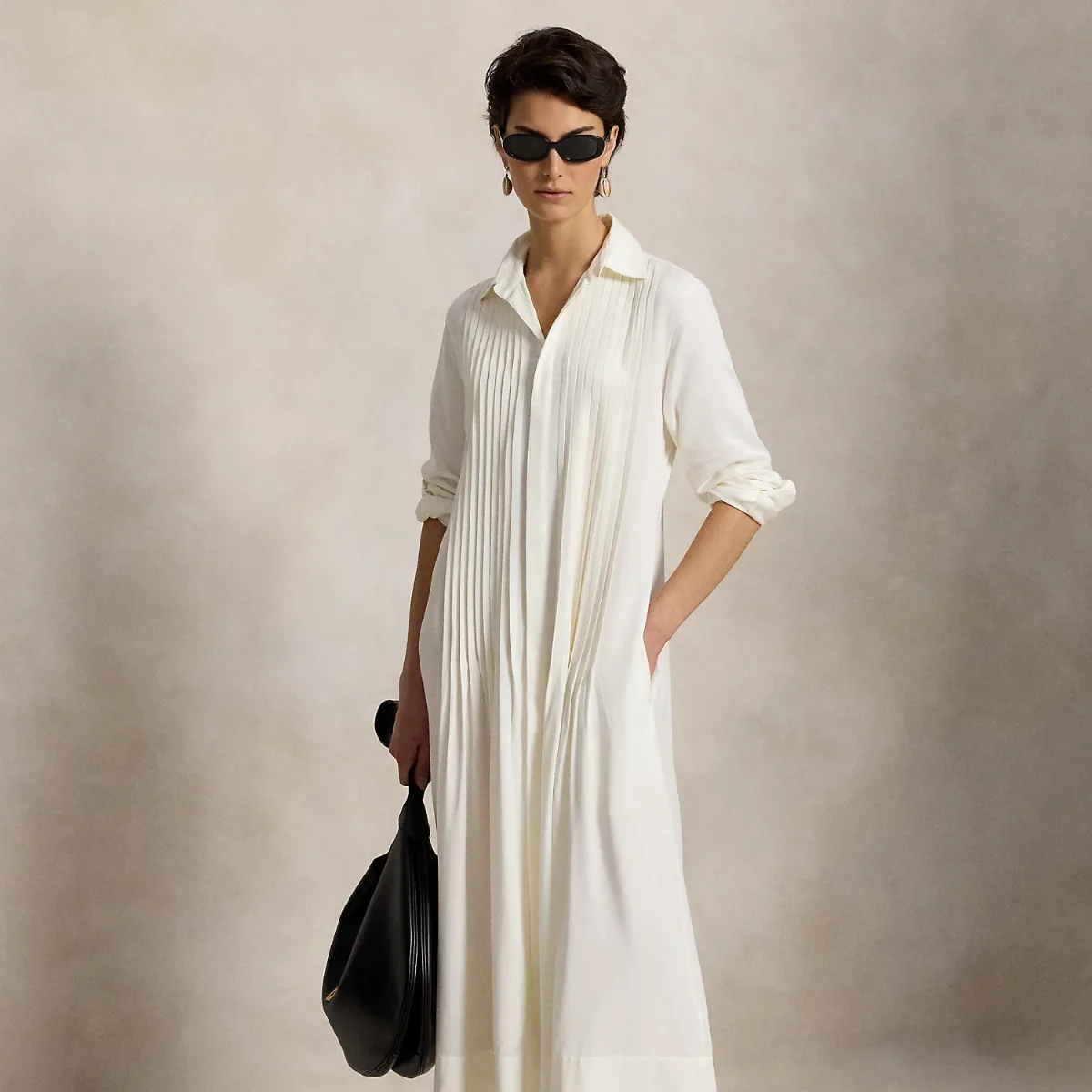 Pleated-Bib Shirtdress by Polo Ralph Lauren