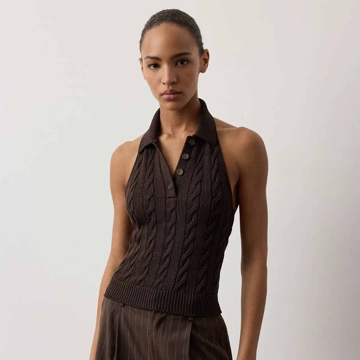 Cable-Knit Halter Polo Jumper by Ralph Lauren Collection