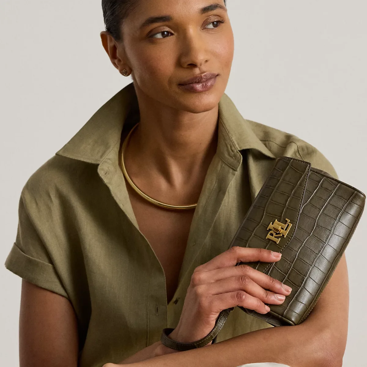 Embossed Turn-Lock Wristlet Crossbody by Lauren Ralph Lauren