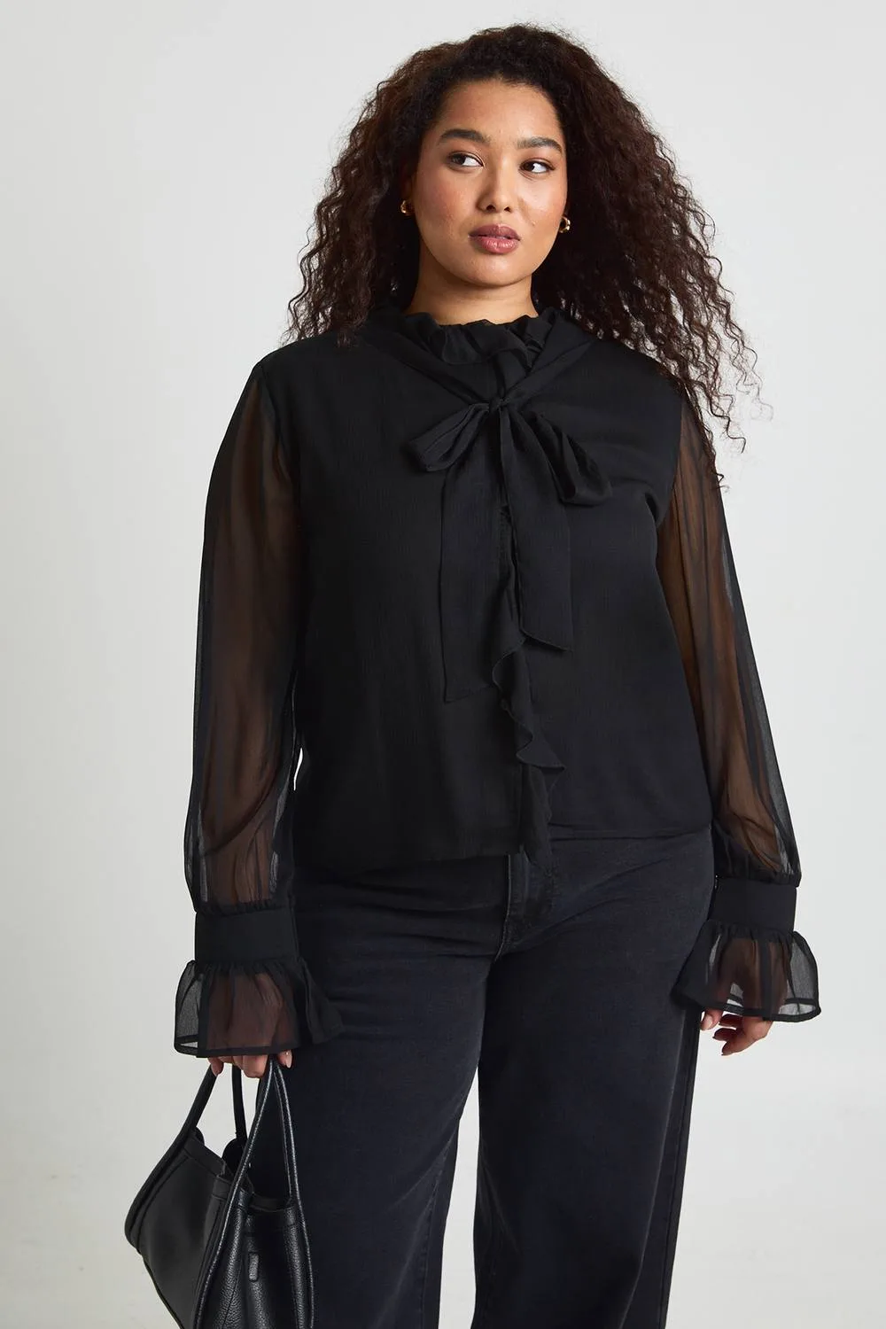 Chiffon Ruffle Front Blouse by boohoo