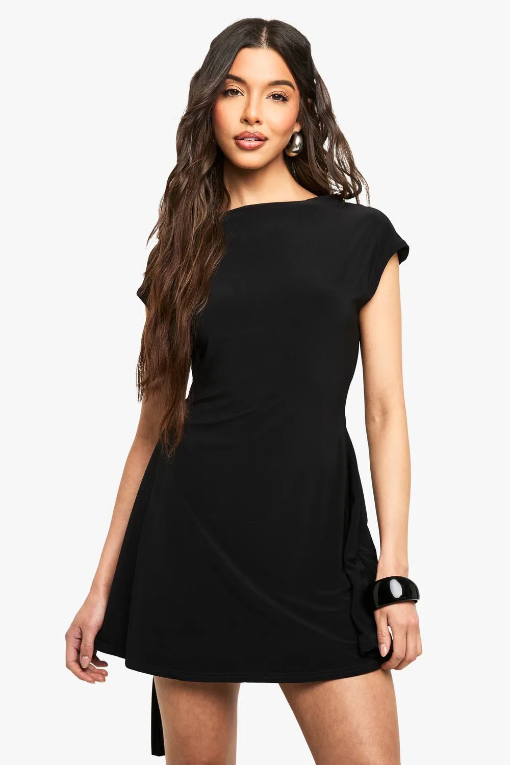 Tie Plunge Back Mini Dress by boohoo