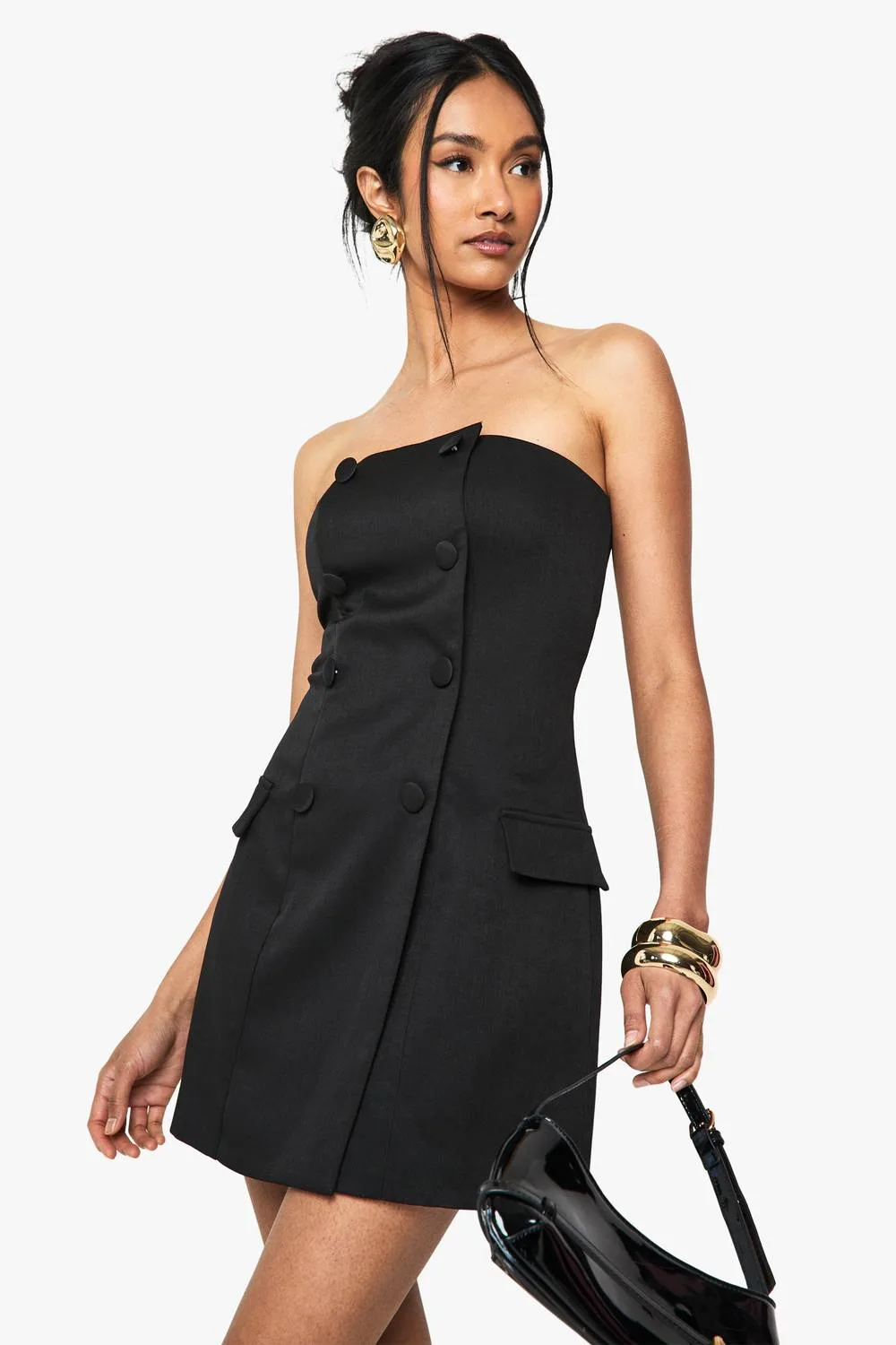 Double Breasted Bandeau Tailored Mini Dress by boohoo
