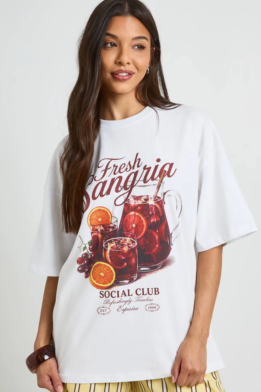 Fresh Sangria Social Club Printed T-Shirt by boohoo