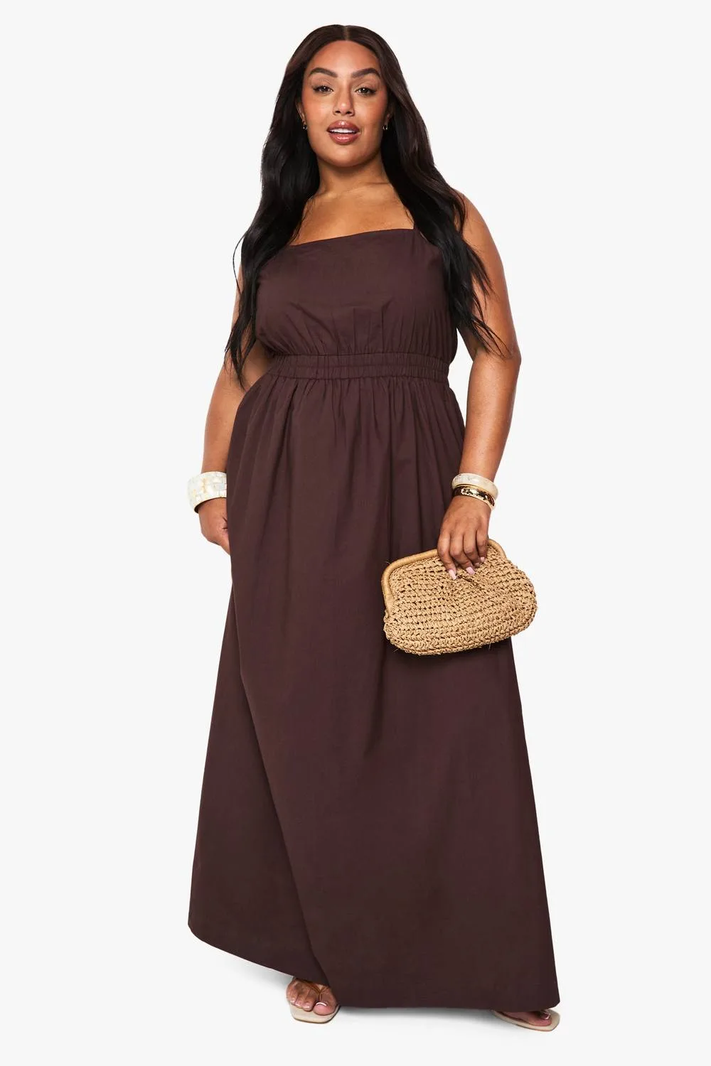 Cotton Poplin Midaxi Dress by boohoo