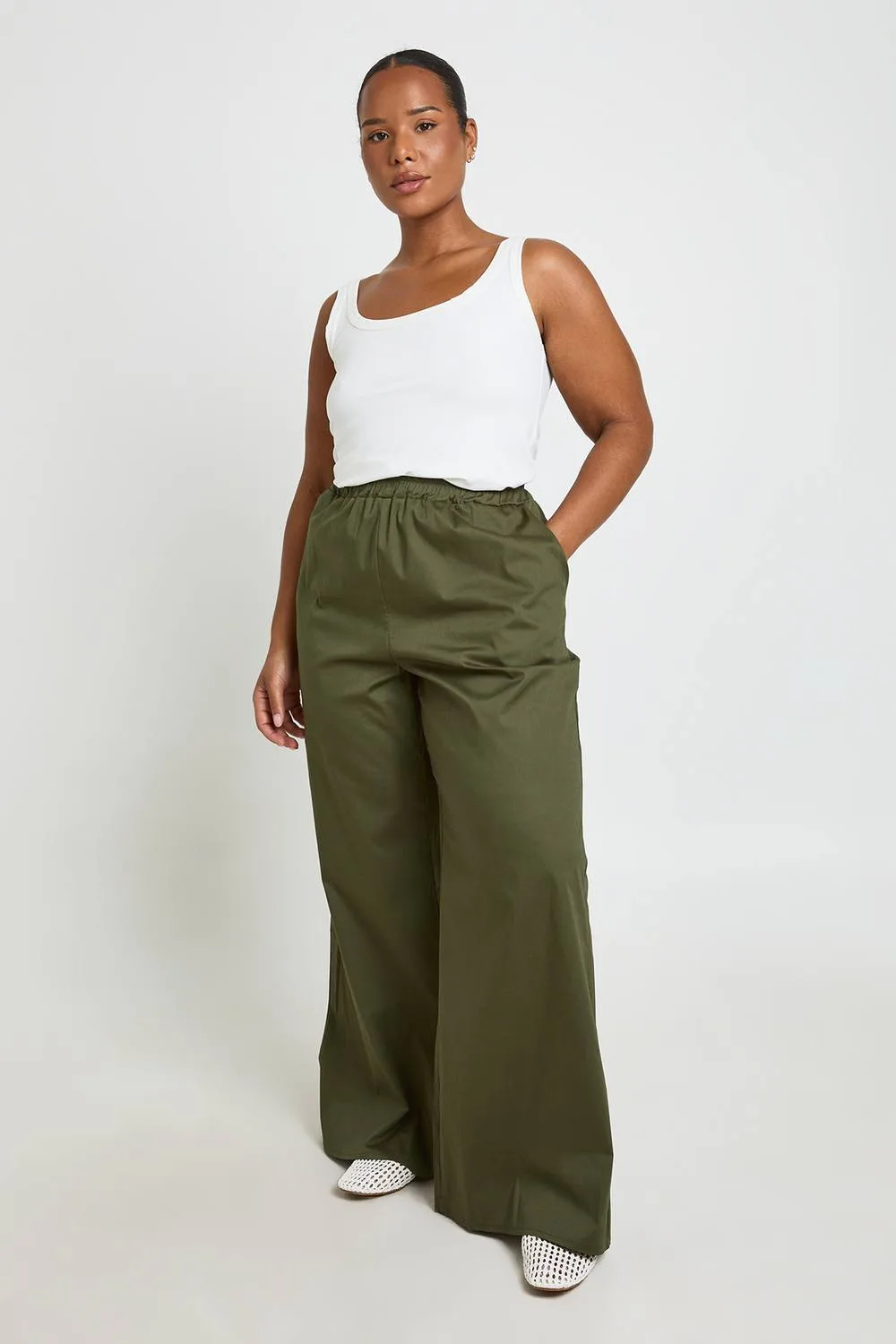 Elasticated Wide Leg Trousers