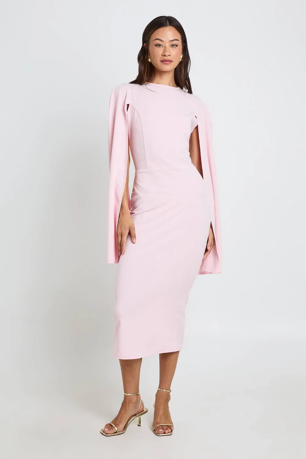 Cape Sleeve Midi Bodycon Dress by boohoo