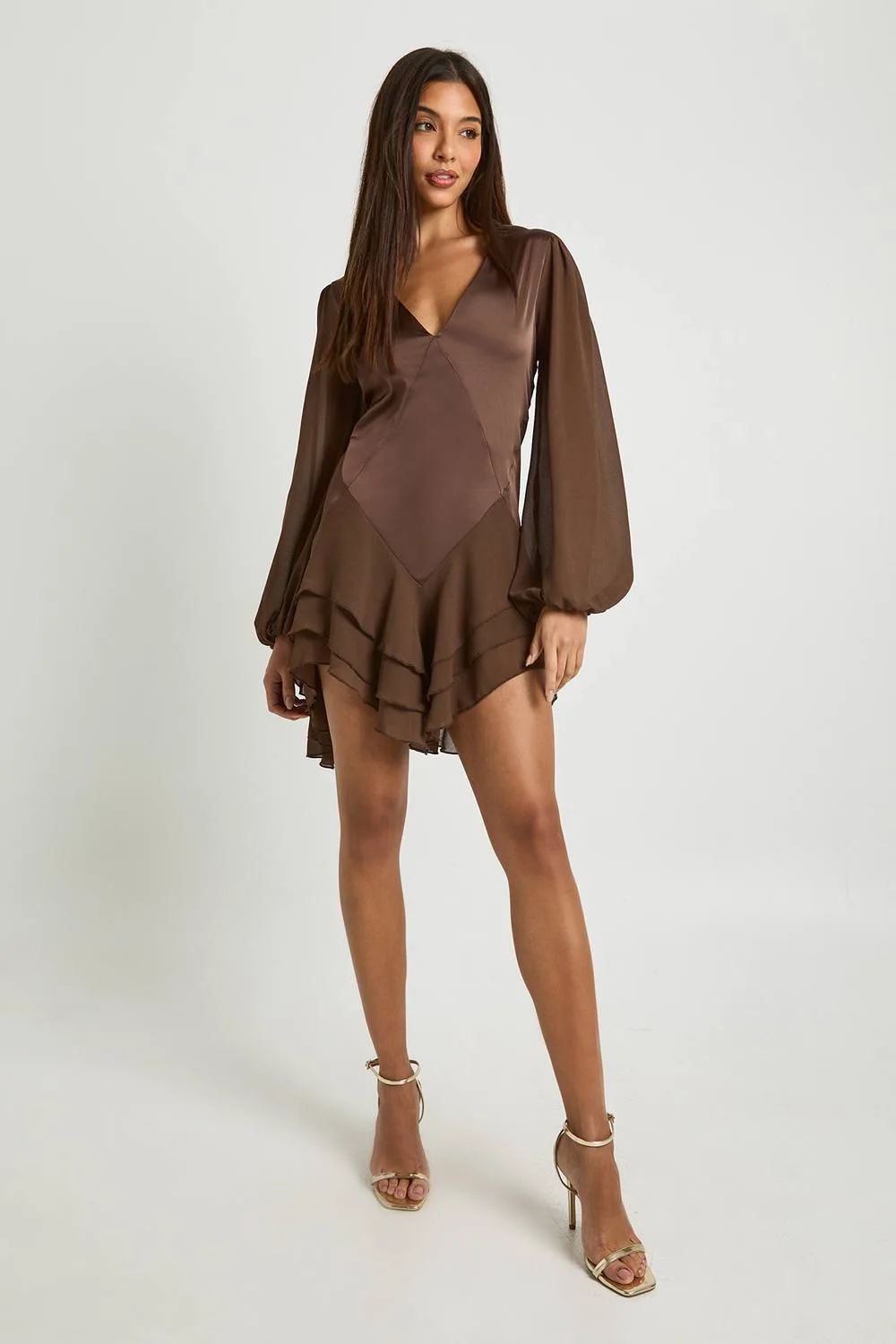 Chiffon Mix Panelled Smock Dress by boohoo