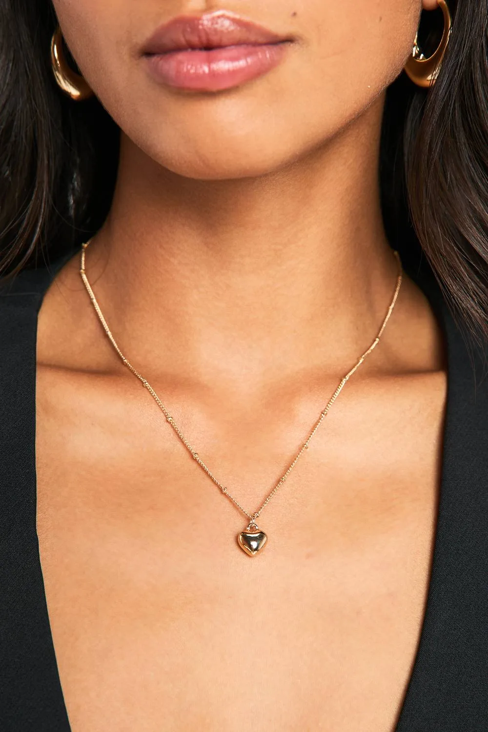 Heart Pendant Ball & Chain Necklace