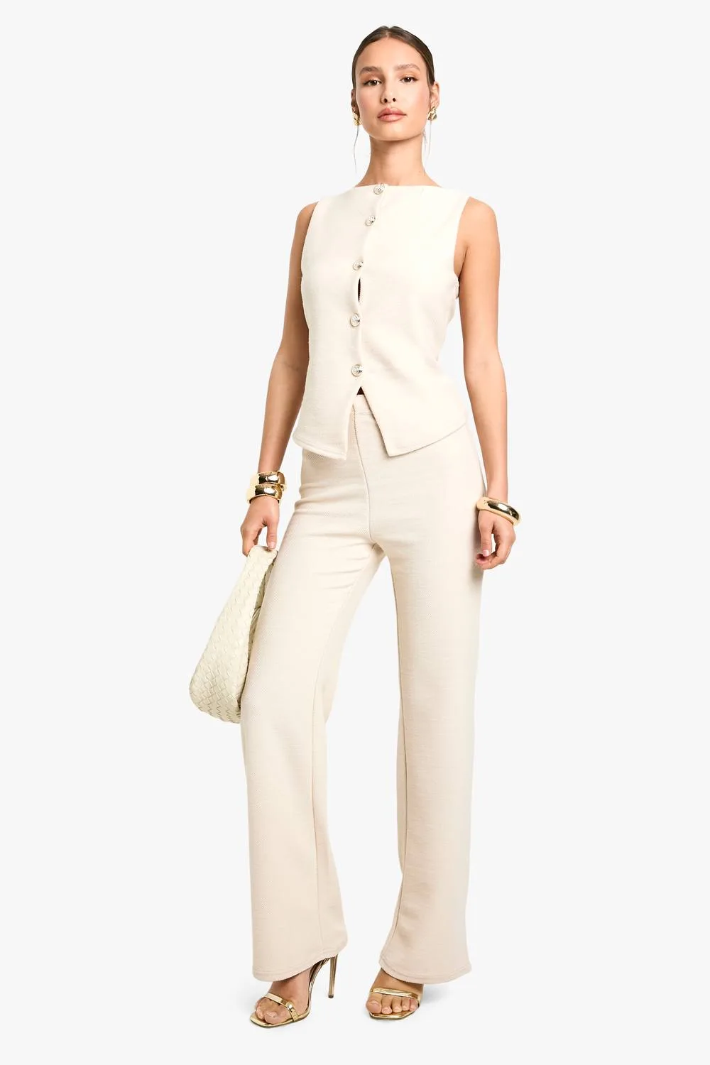 Textured Wide Leg Trouser