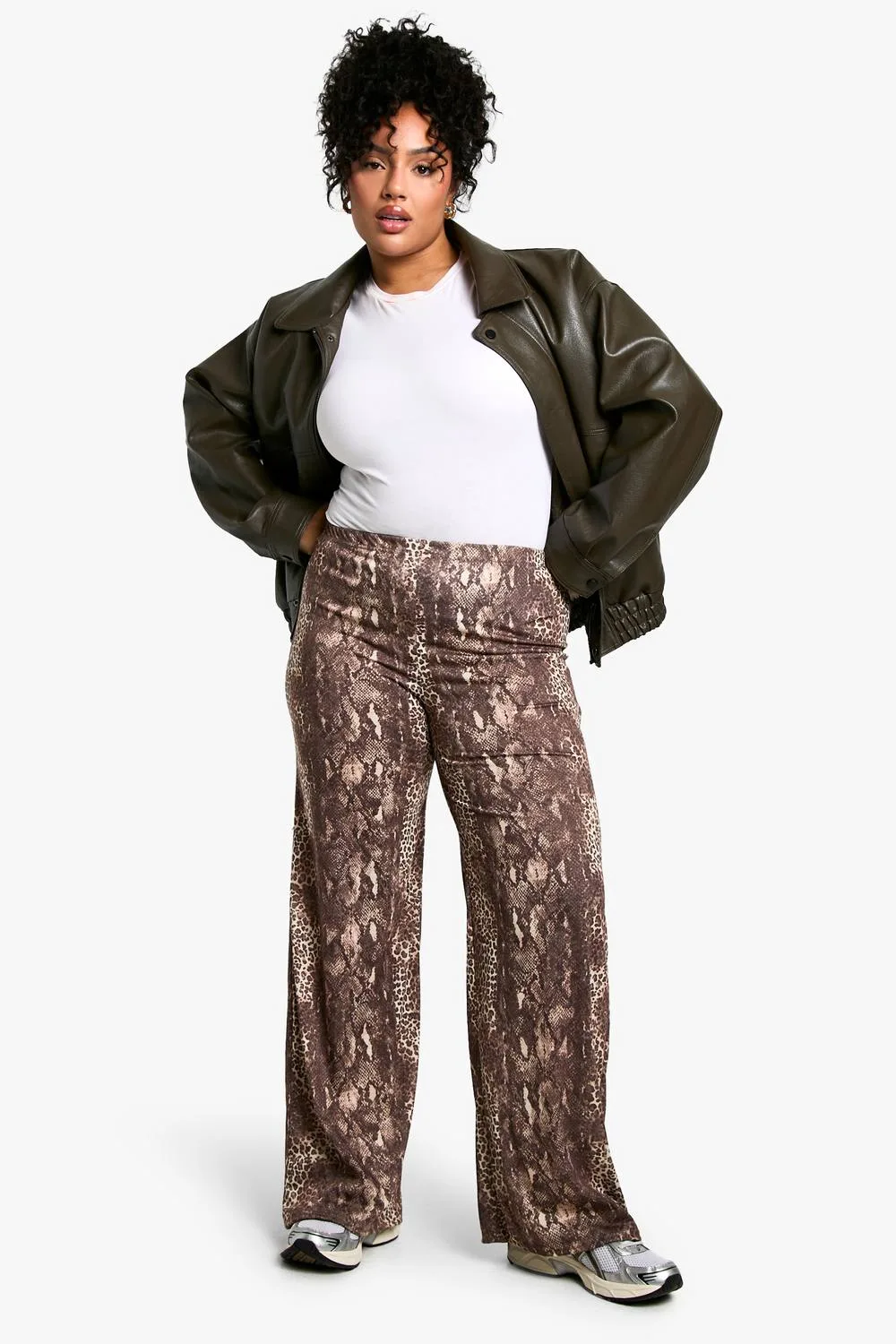 Mixed Animal Print Wide Leg Trousers by boohoo