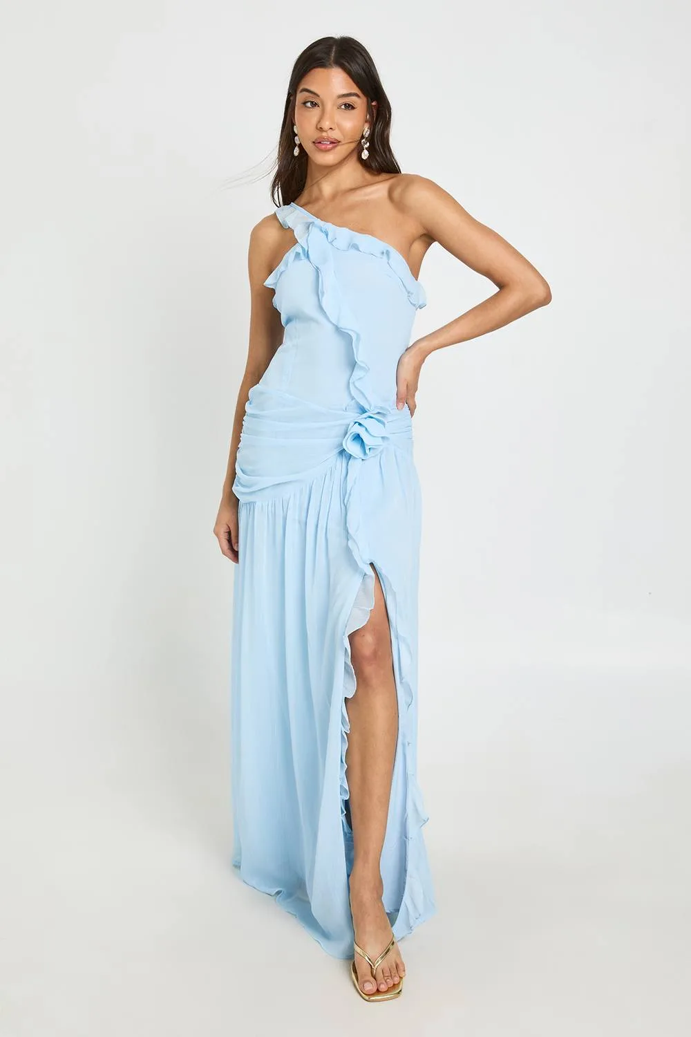 Ruffle Detail Maxi Dress by boohoo