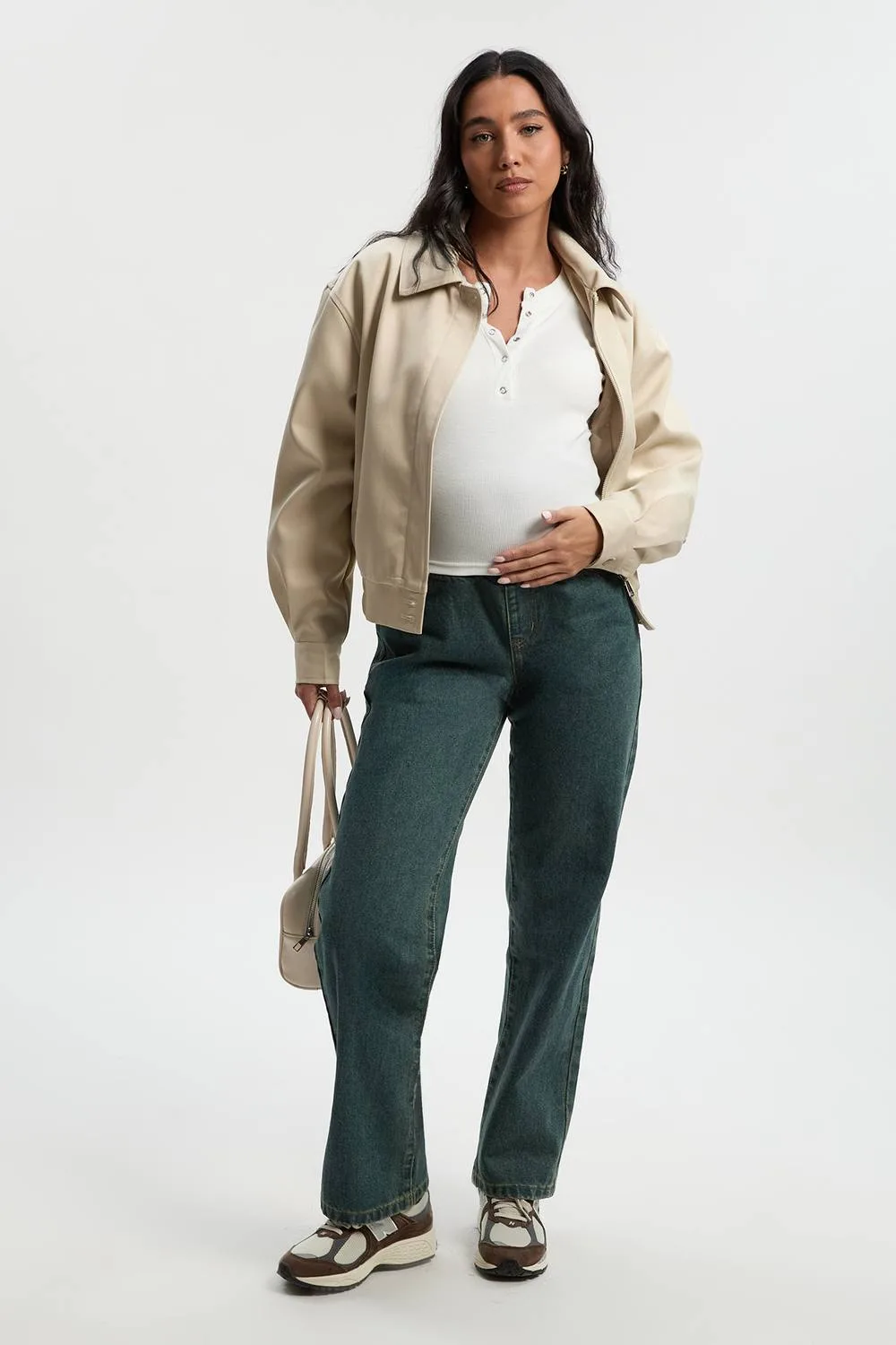 Maternity Over the Bump Straight Leg Jeans by boohoo