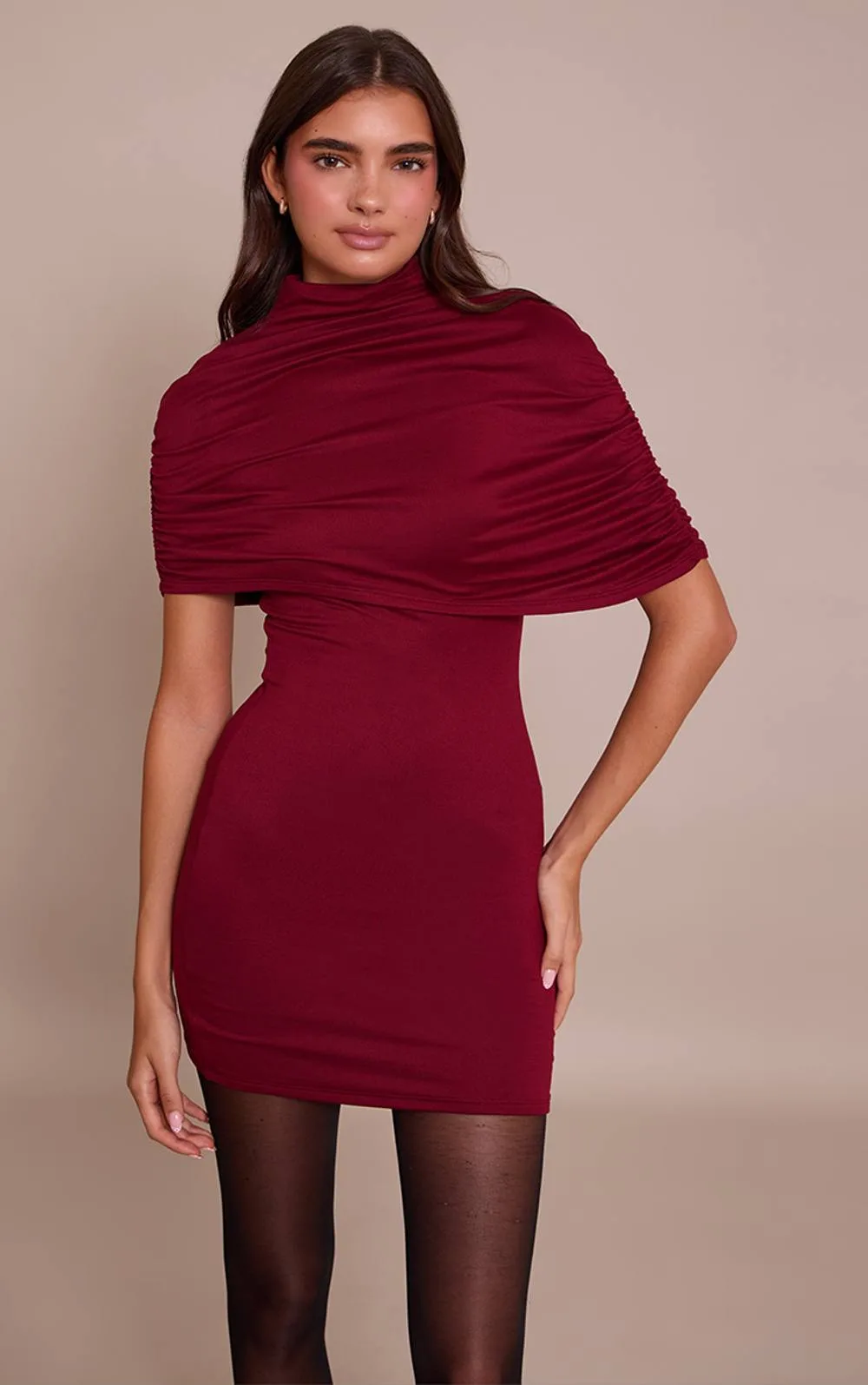 Double Contour Asymmetric Overlay Detail Bodycon Dress by PrettyLittleThing