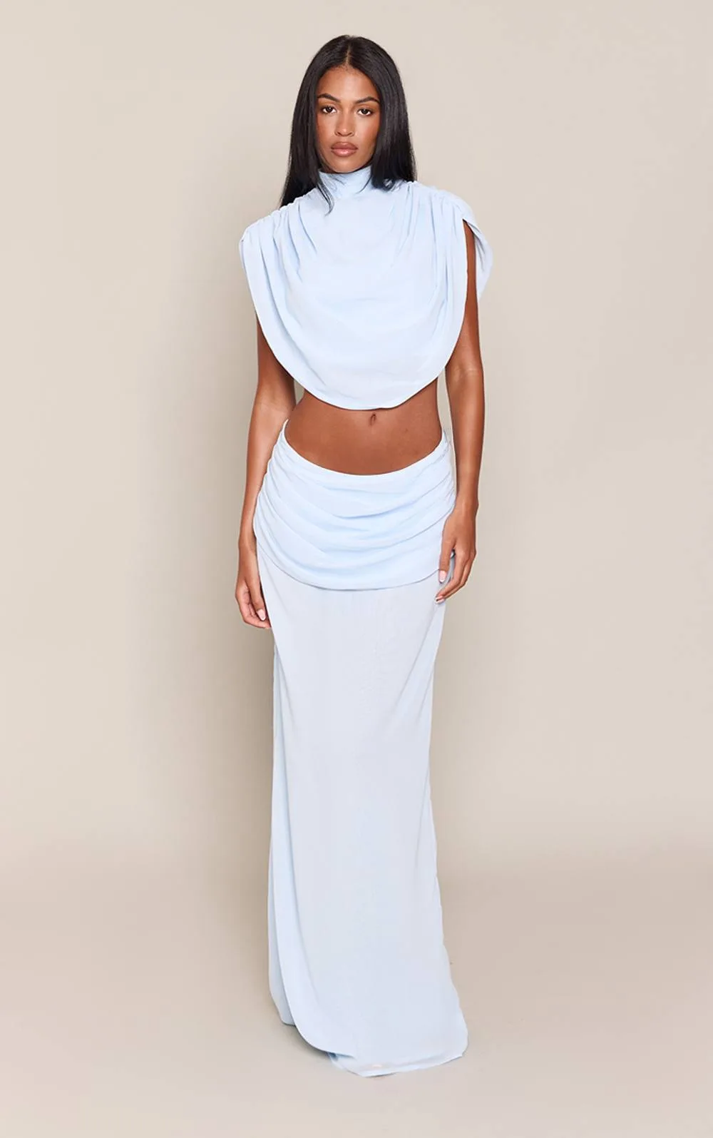 Chiffon Pleated Draped Maxi Skirt Co-Ord by PrettyLittleThing